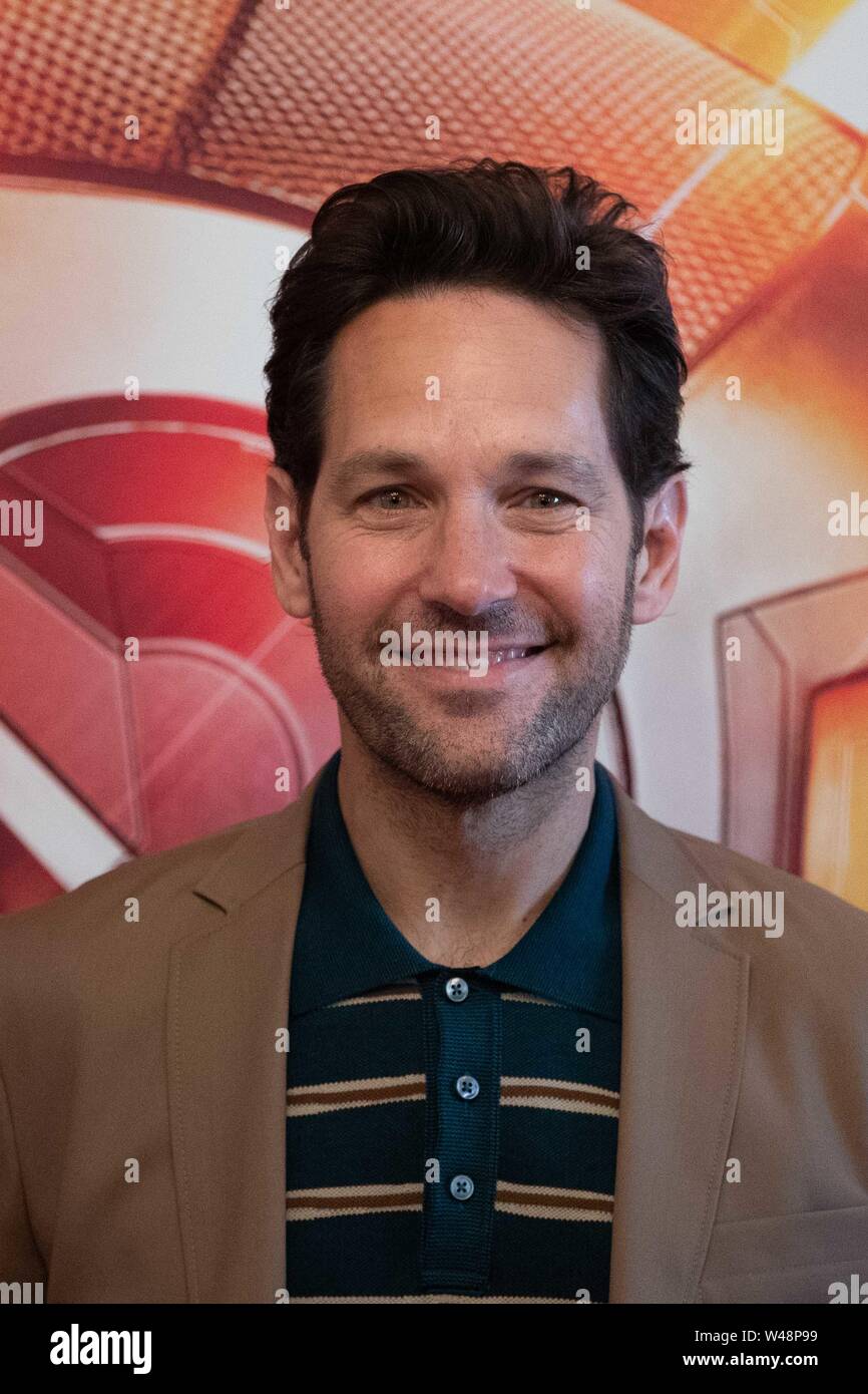 Roma - Paul Rudd, nimmt bei der Präsentation des Films "AntMan & die Wasp' Hotel De Russie in Rom. Stockfoto