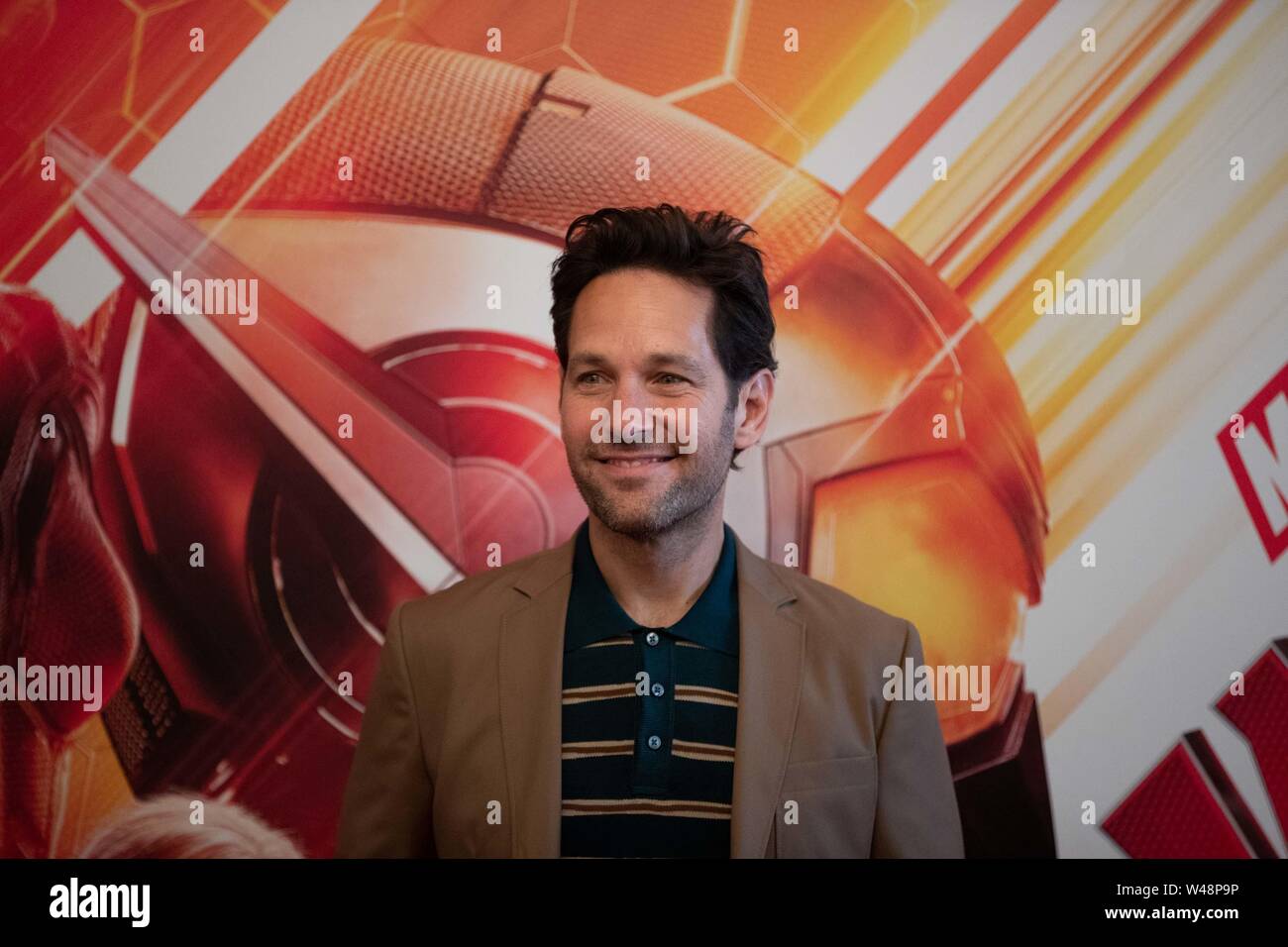 Roma - Paul Rudd, nimmt bei der Präsentation des Films "AntMan & die Wasp' Hotel De Russie in Rom. Stockfoto