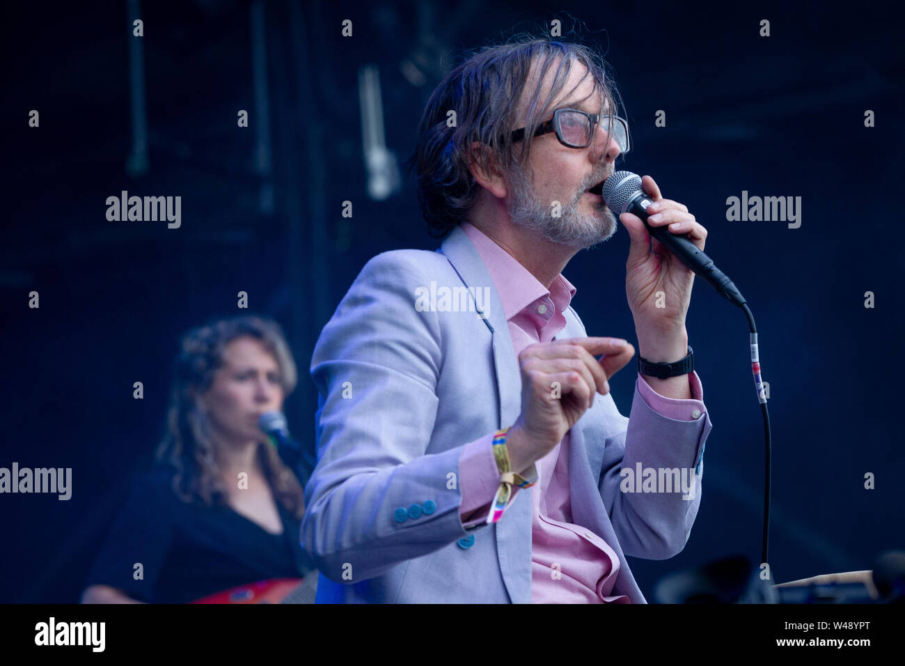 Jarvis Cocker führt an Bluedot Samstag Nacht. (20 Juli 2019) findet von 18.-21. Juli in Jodrell Bank, Cheshire UK. Stockfoto