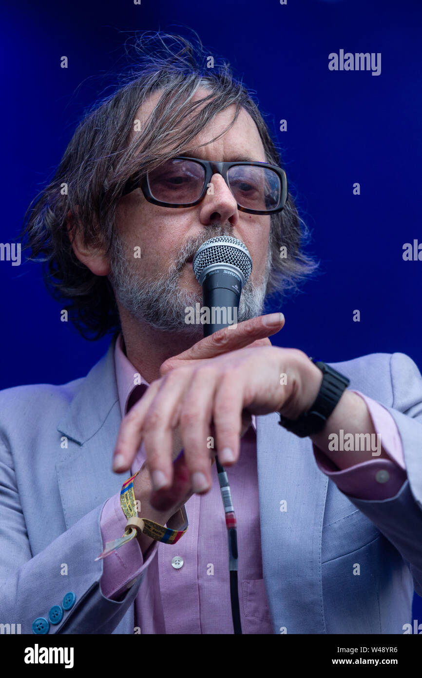 Jarvis Cocker führt an Bluedot Samstag Nacht. (20 Juli 2019) findet von 18.-21. Juli in Jodrell Bank, Cheshire UK. Stockfoto