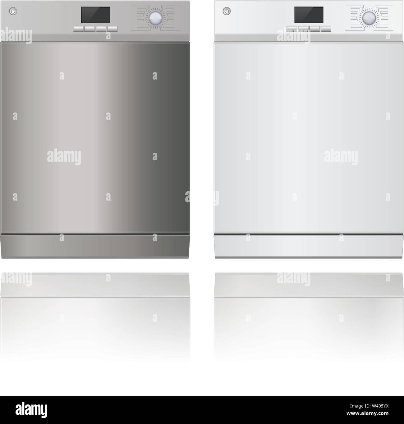 Waschmaschine. Modernes Metall Haus Gerät Stock Vektor