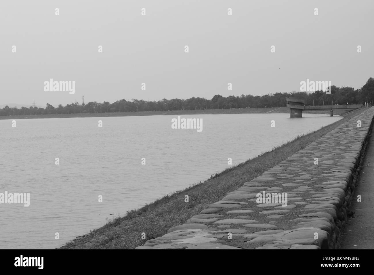 Blick auf Sukhna See, Chandigarh, Indien. Stockfoto