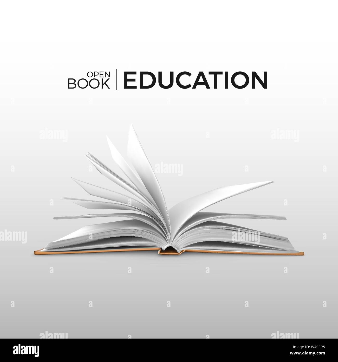 Bildung und Studium realistische offenes Buch mit weißen Seiten. Lehrbuch Vorlage. Vector Illustration Stock Vektor