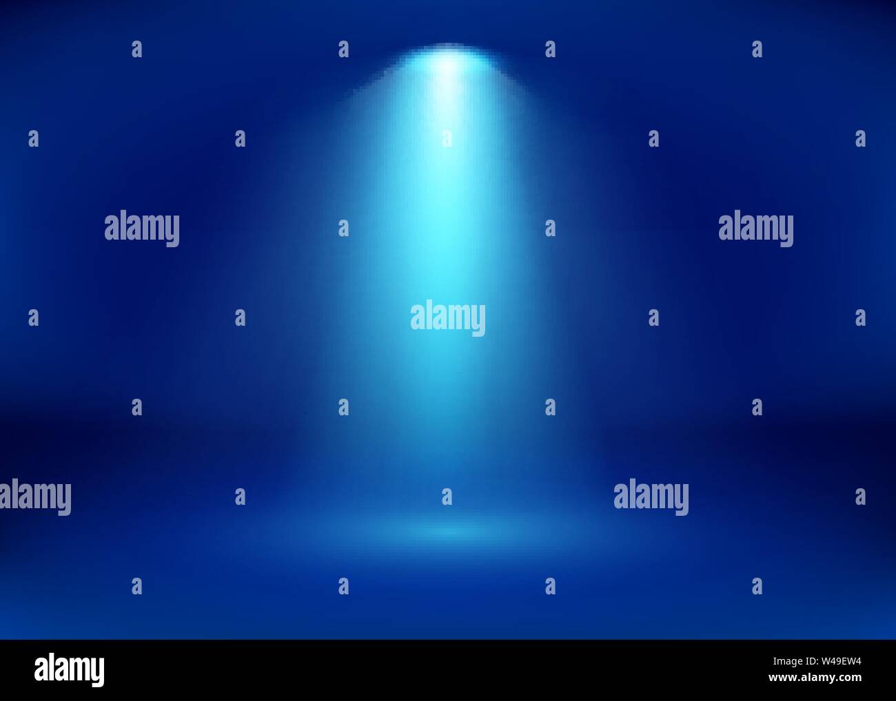 Leere Blau Studio und Spotlight. Helle glänzende Strahlen. Vector Illustration Stock Vektor