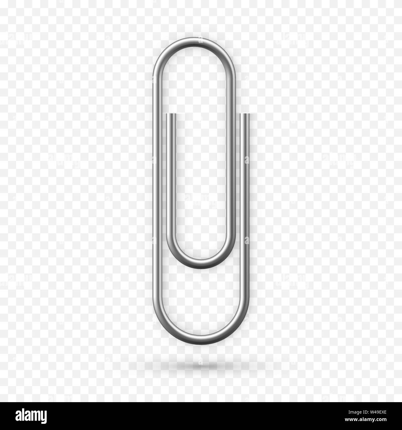 Büroklammersymbol. Realistisches Papier Clip mit Schatten. Datei business Dokument anhängen. Vector Illustration isoliert auf transparentem Hintergrund Stock Vektor