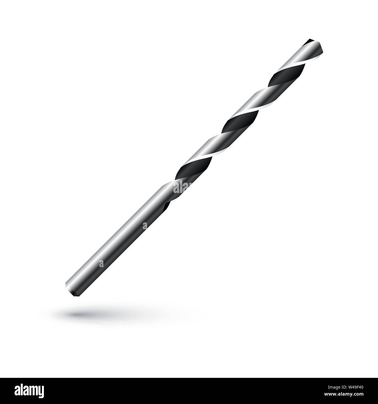 Realistische stahl Bohrer. Symbol von Drill. Vector Illustration auf weißem Hintergrund Stock Vektor