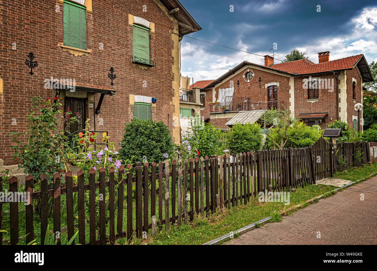 Italien Piemont Turin - Collegno Arbeiter Dorf Leumann (Villaggio Operaio Leumann - Worker's Village Stockfoto