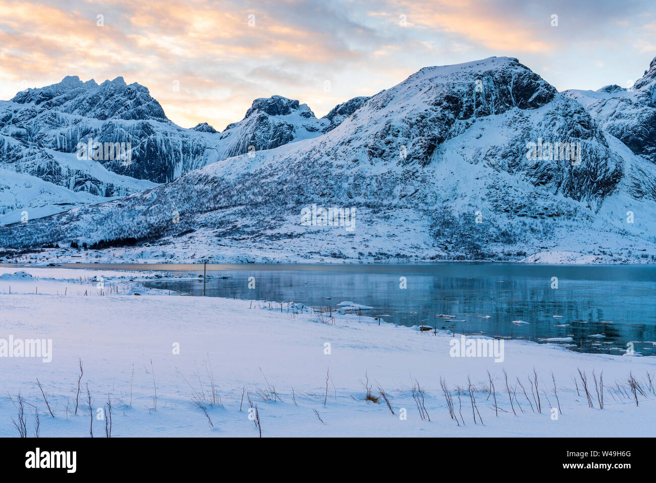 Flakstadpollen, Flakstadøya, Lofoten, Nordland, Norwegen, Europa Stockfoto