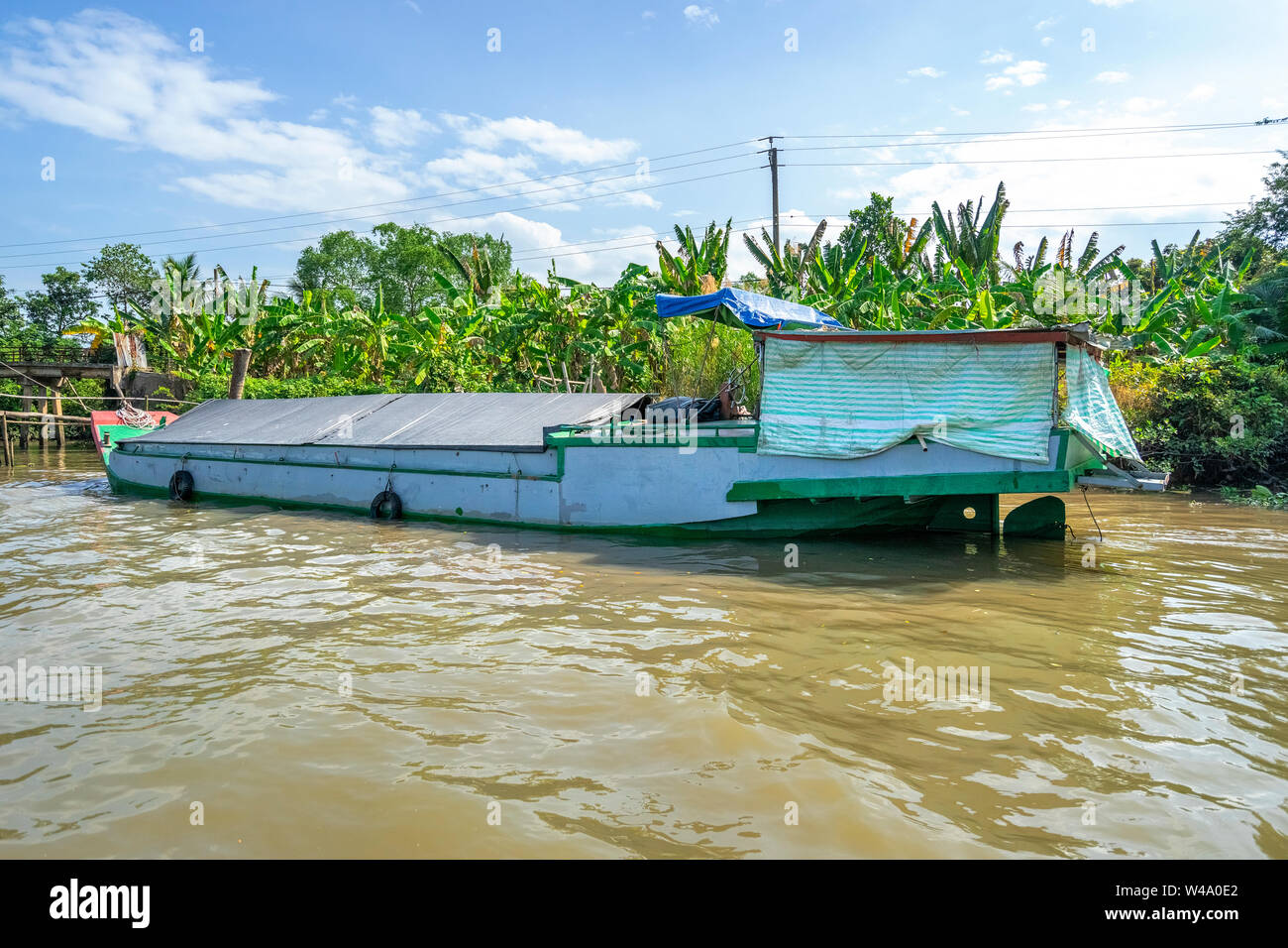 Yacht Transport landwirtschaftliche Produkt auf dem Mekong Fluss. Tien Giang, Vietnam, Mekong Delta. Stockfoto