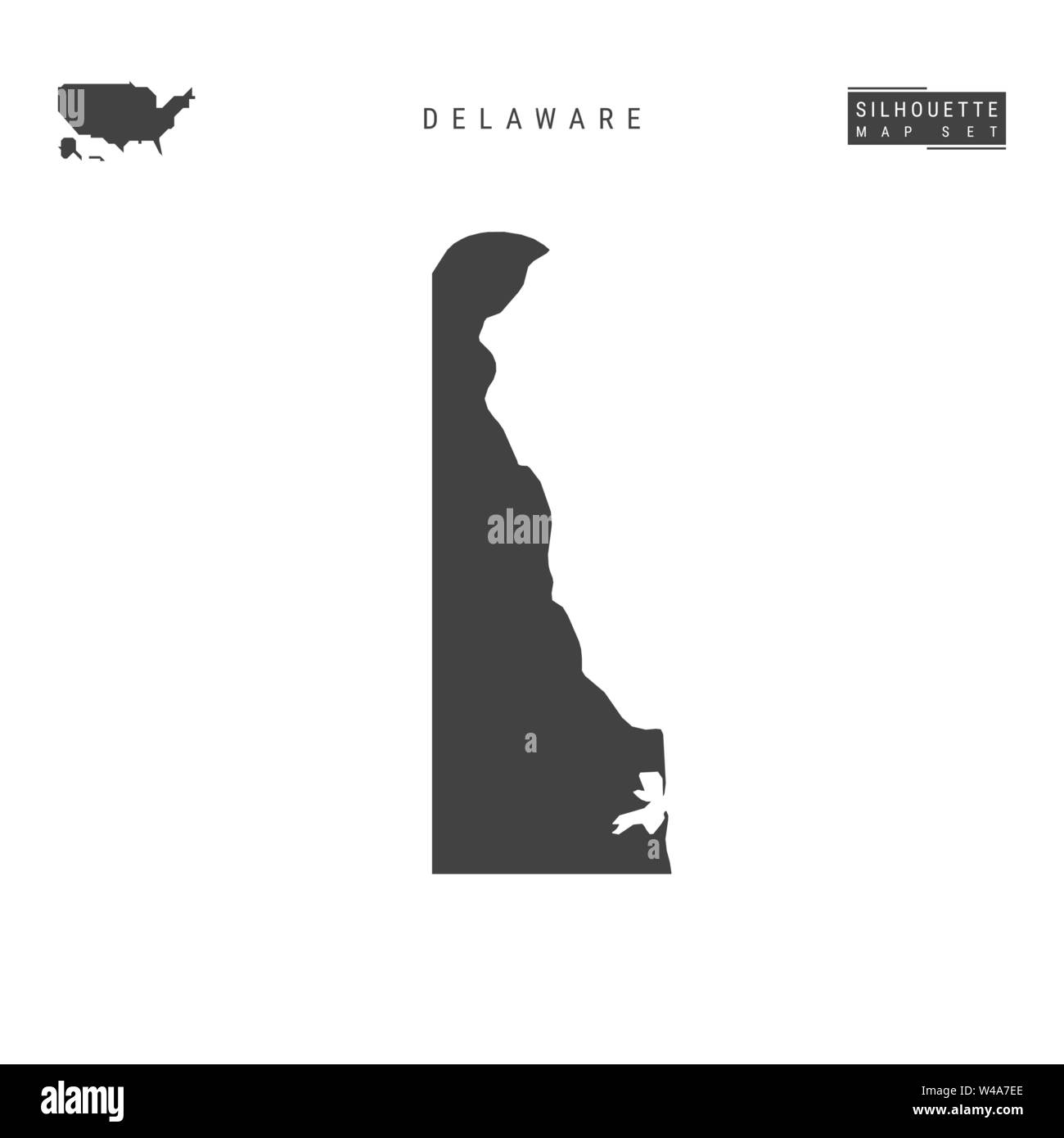 US-Staat Delaware leeren Vektor Karte isoliert auf weißem Hintergrund. High-Detailed schwarze Silhouette Karte von Delaware. Stock Vektor