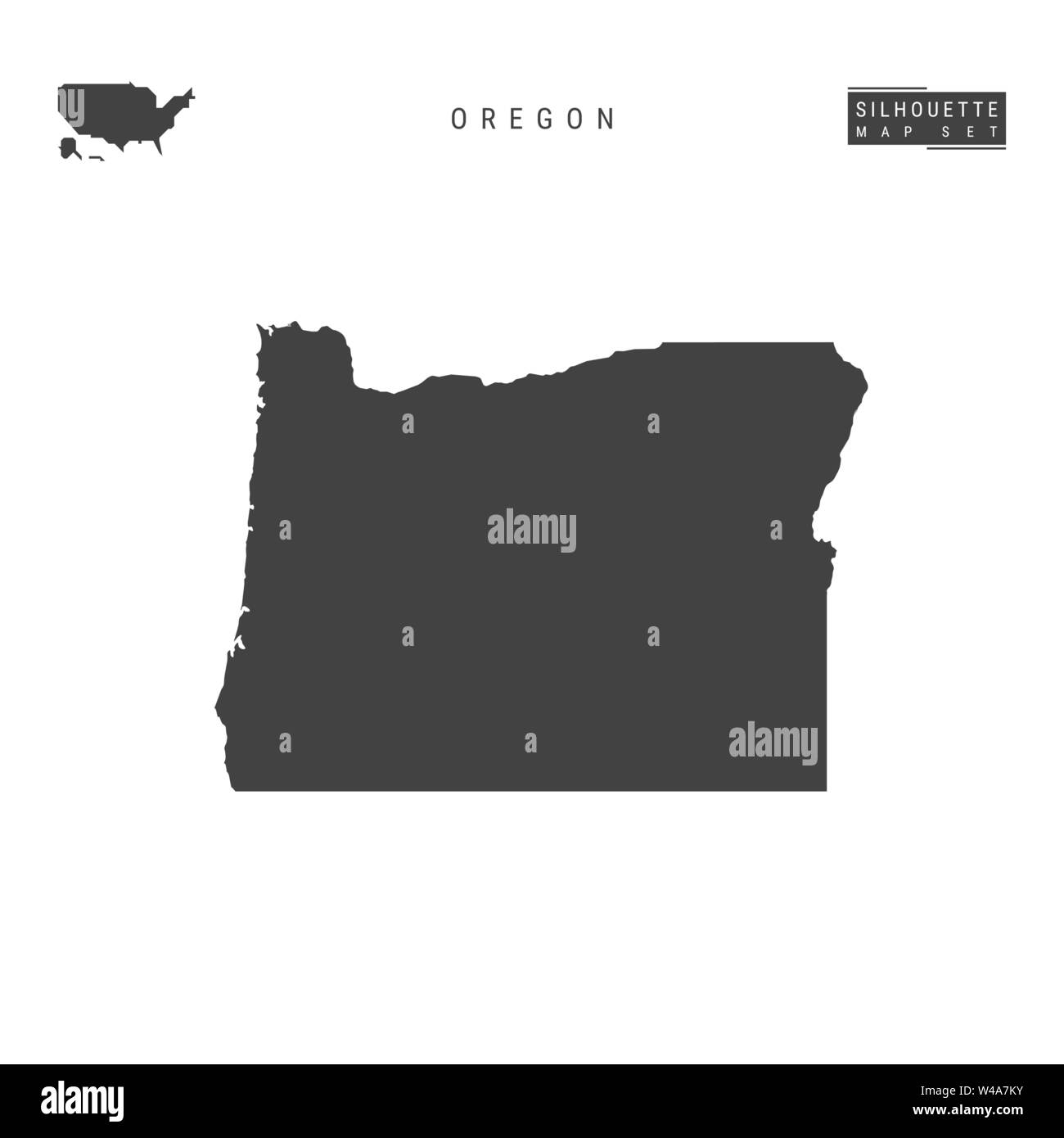 Oregon State leeren Vektor Karte isoliert auf weißem Hintergrund. High-Detailed schwarze Silhouette Karte von Oregon. Stock Vektor