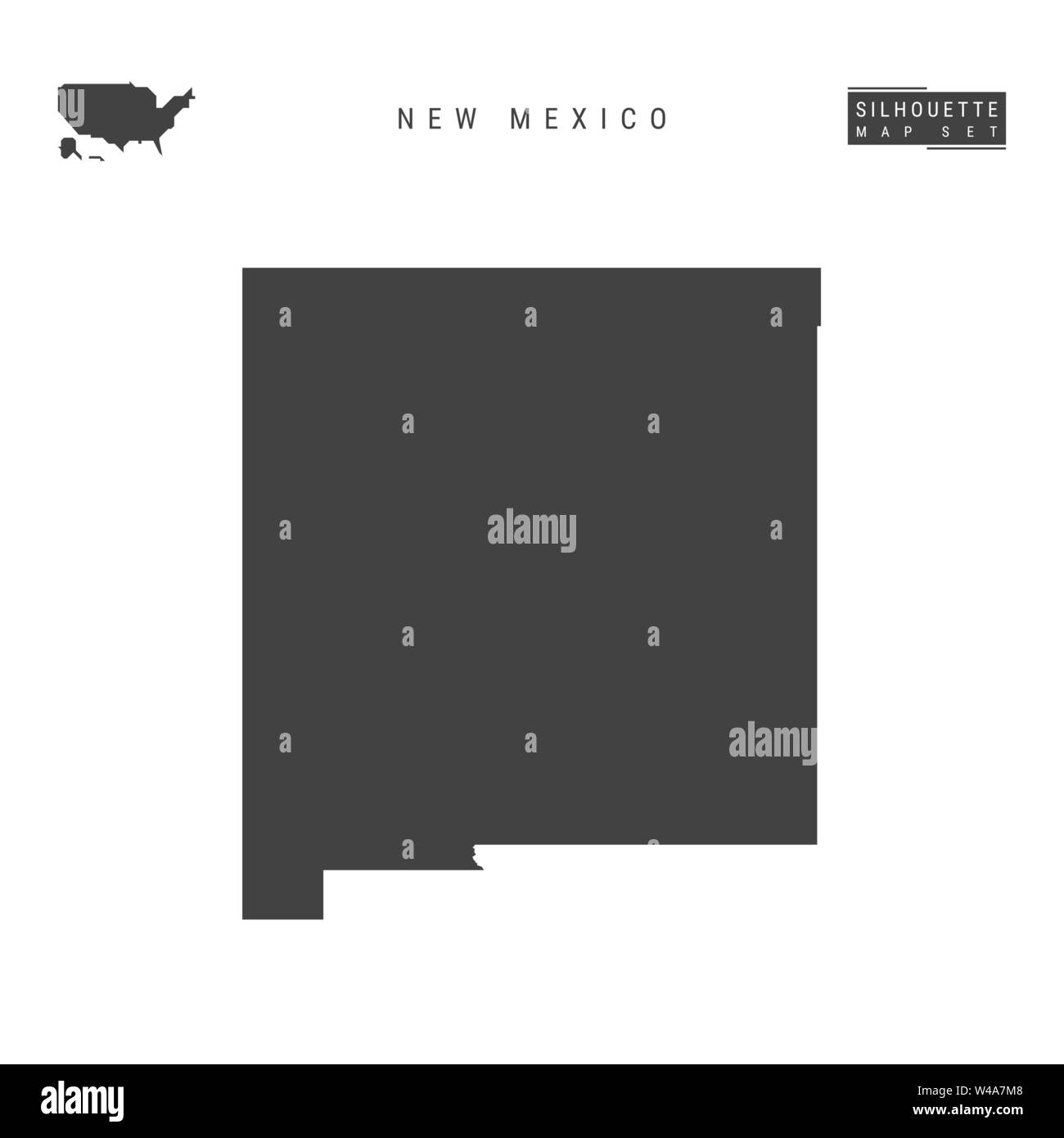 New Mexico US-leeren Vektor Karte isoliert auf weißem Hintergrund. High-Detailed schwarze Silhouette Karte von New Mexiko. Stock Vektor