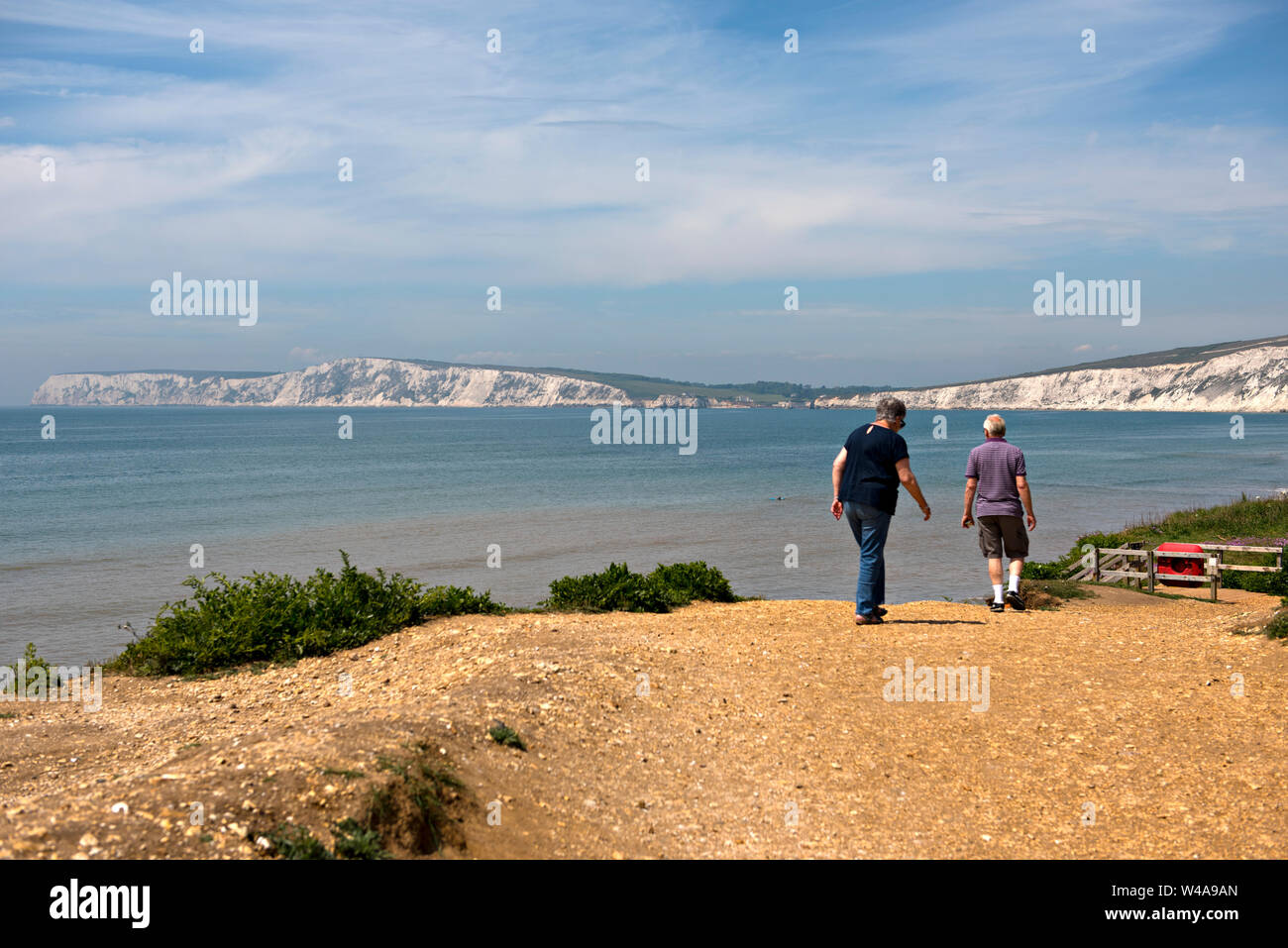 Compton Strand Blick von der National Trust Parkplatz am Shippards Chine in der Isle of Wight, Großbritannien Stockfoto