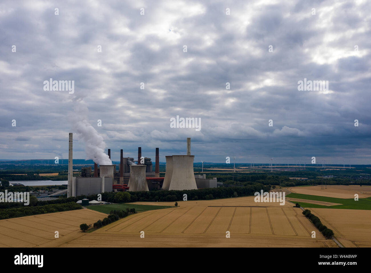 Blick auf das Kraftwerk Frimmersdorf, Deutschland Stockfoto