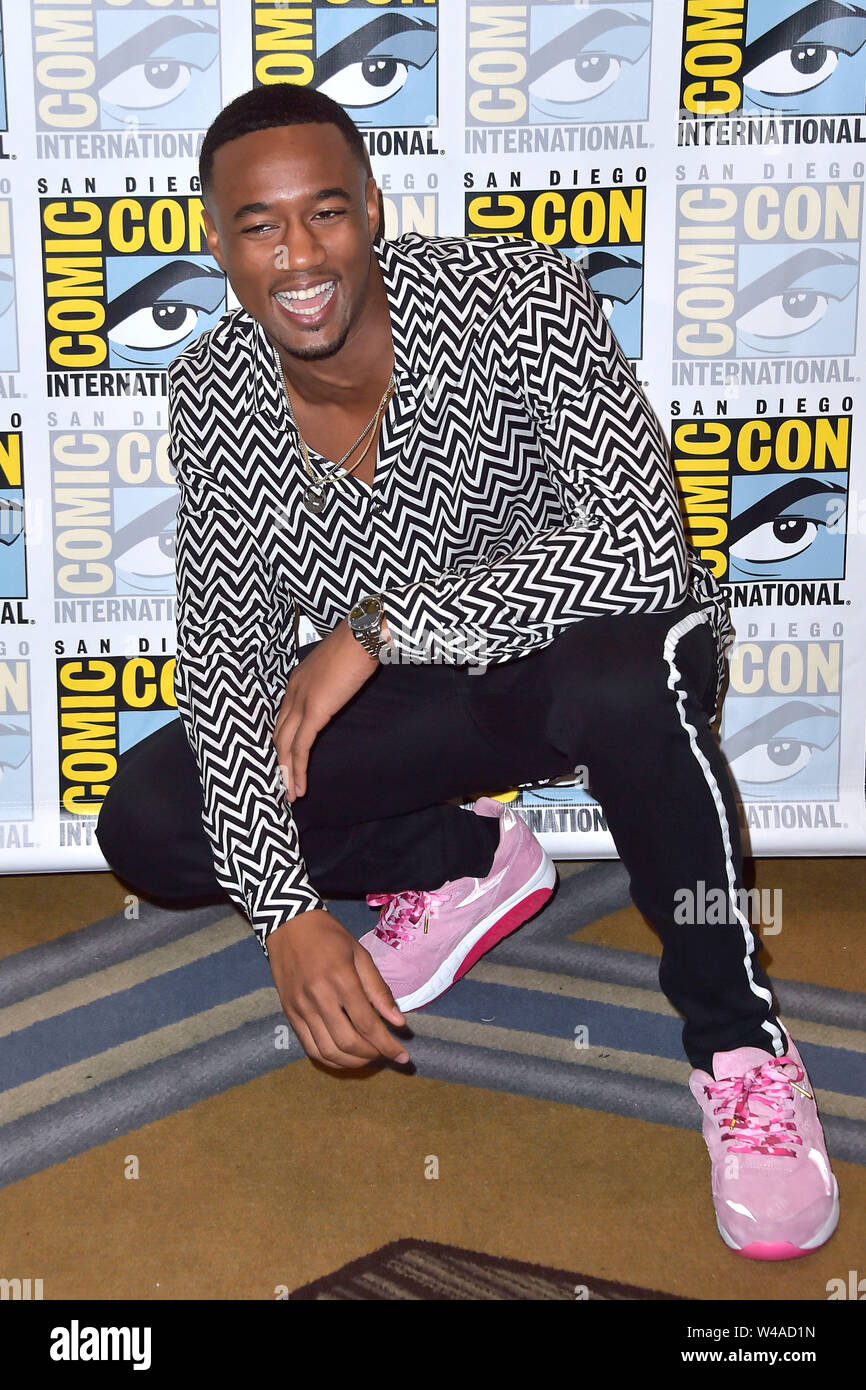 Jessie T. Usher am Fotoshooting für die Amazon Prime Video TV-Serie "Die Knaben auf der San Diego Comic-Con International 2019 im Hilton Bayfront Hotel. San Diego, 19.07.2019 | Verwendung weltweit Stockfoto