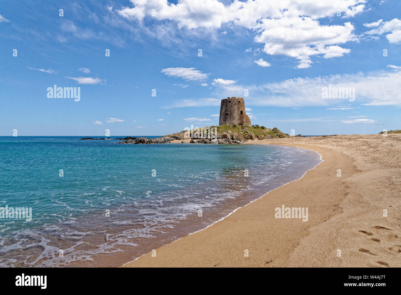 Spanischen Turm, Torre di Bari, Bari Sardo, Provinz Ogliastra, Sardinien, Italien - Foto am 19. Mai 2019 getroffen Stockfoto