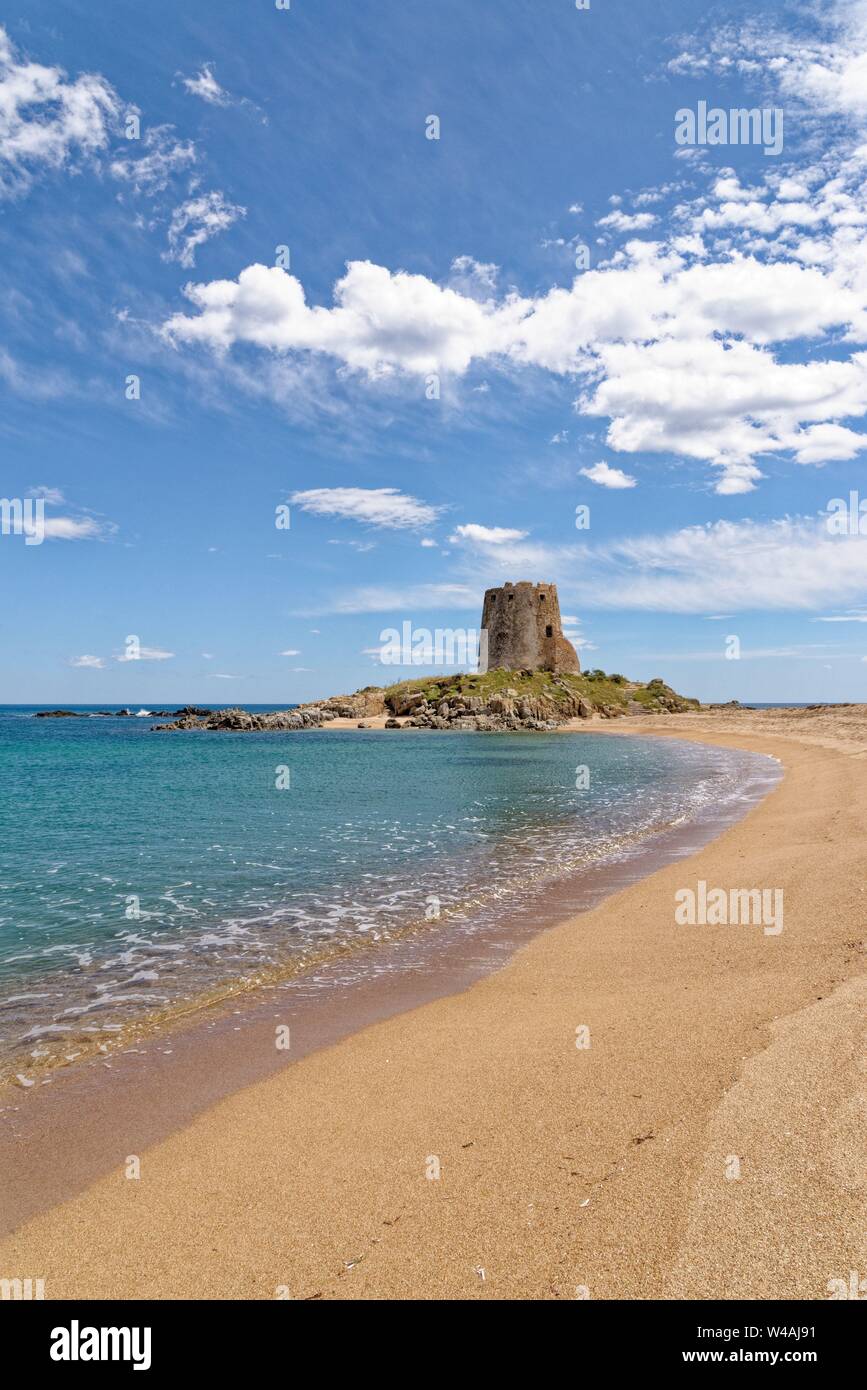 Spanischen Turm, Torre di Bari, Bari Sardo, Provinz Ogliastra, Sardinien, Italien - Foto am 19. Mai 2019 getroffen Stockfoto