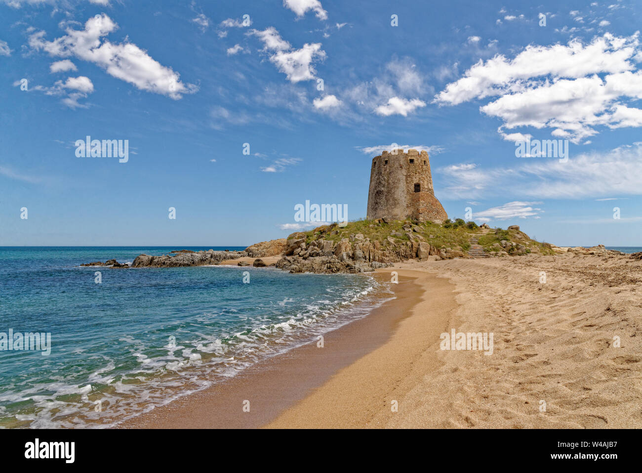 Spanischen Turm, Torre di Bari, Bari Sardo, Provinz Ogliastra, Sardinien, Italien - Foto am 19. Mai 2019 getroffen Stockfoto