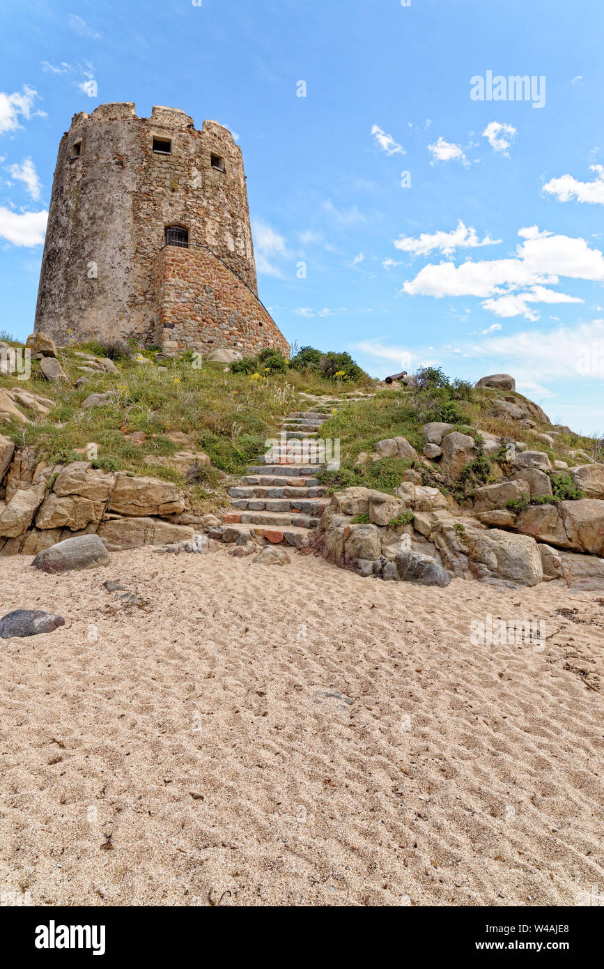 Spanischen Turm, Torre di Bari, Bari Sardo, Provinz Ogliastra, Sardinien, Italien - Foto am 19. Mai 2019 getroffen Stockfoto