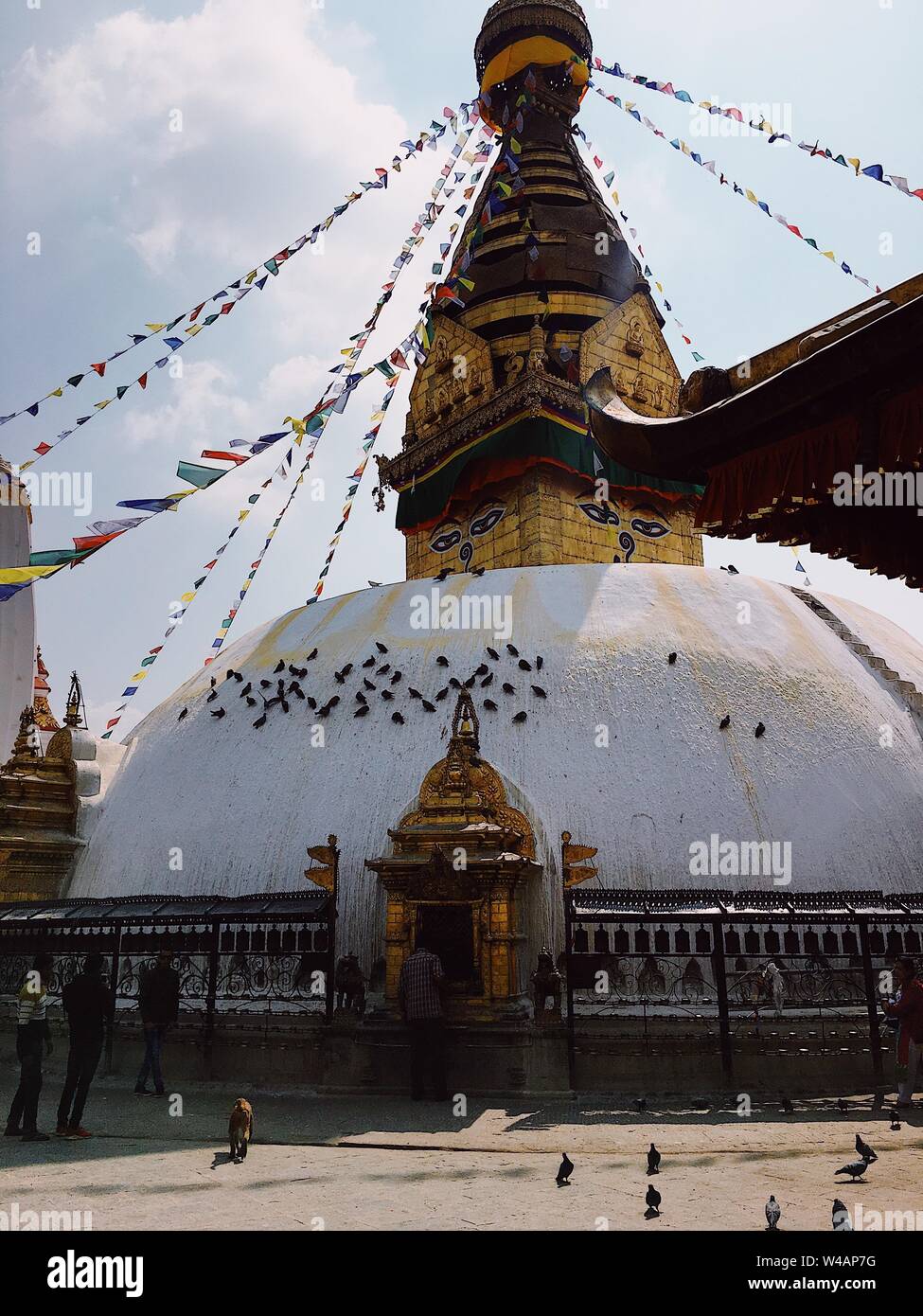 Tempel mit Himalayan flags in Kathmandu, Nepal Stockfoto
