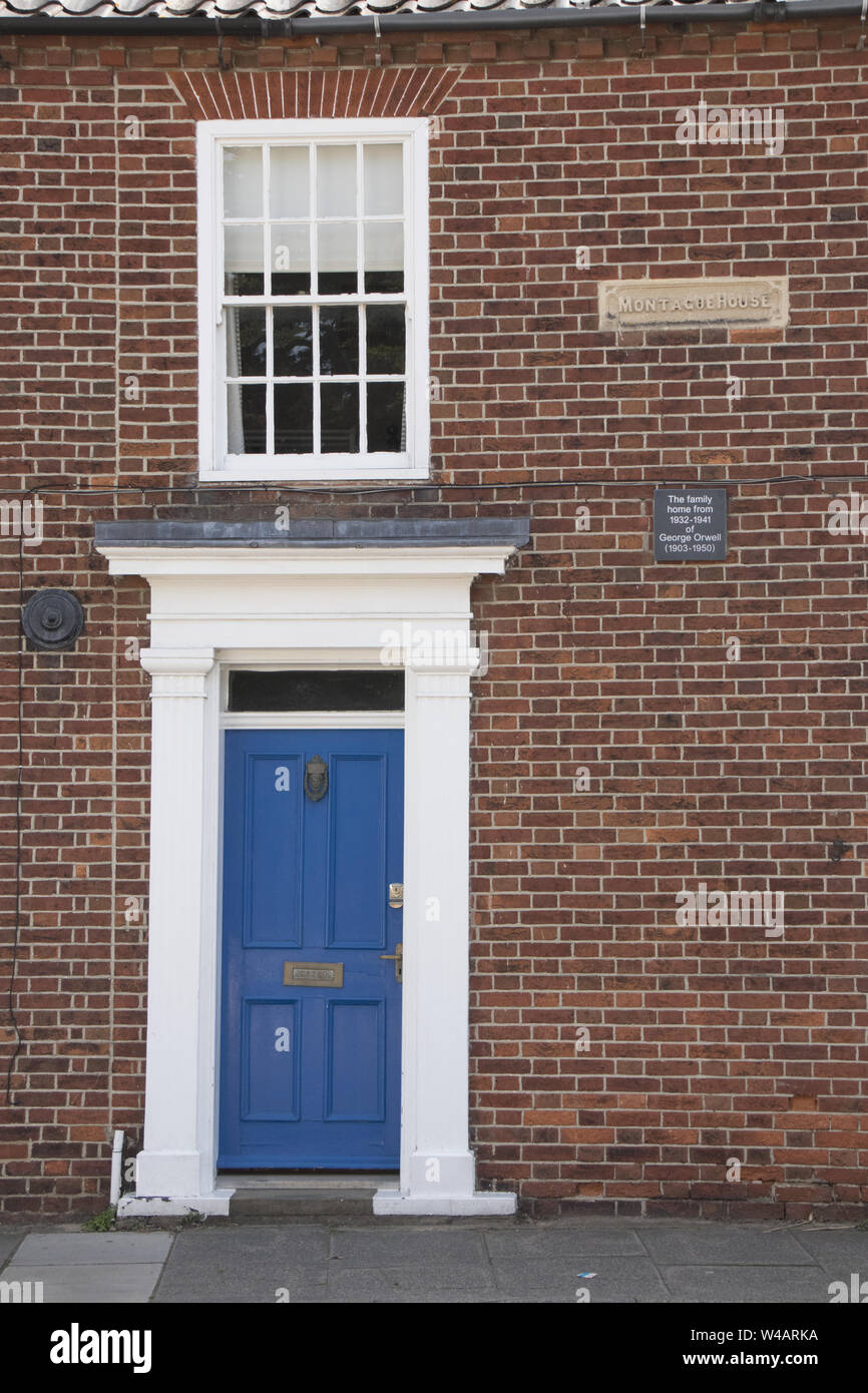 Detail von Montague House, wo George Orwell von 1932-1941, Southwold, Suffolk, Großbritannien gelebt Stockfoto