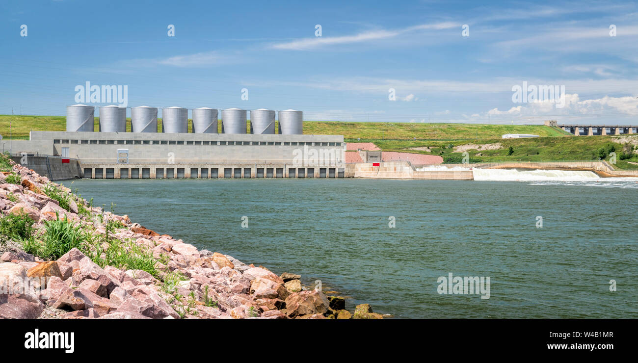 Fort Randall Damm und Wasserkraftwerk am Missouri River in South Dakota Stockfoto