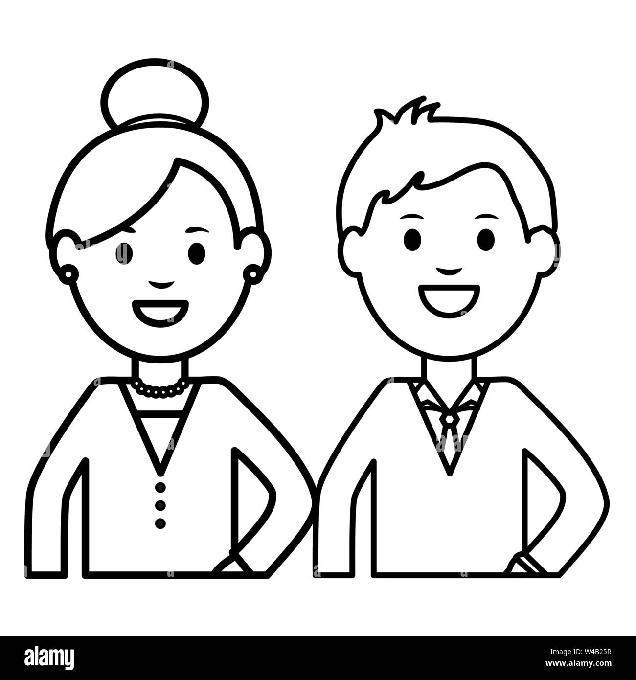 Junges Paar Avatare zeichen Vector Illustration Design Stock Vektor
