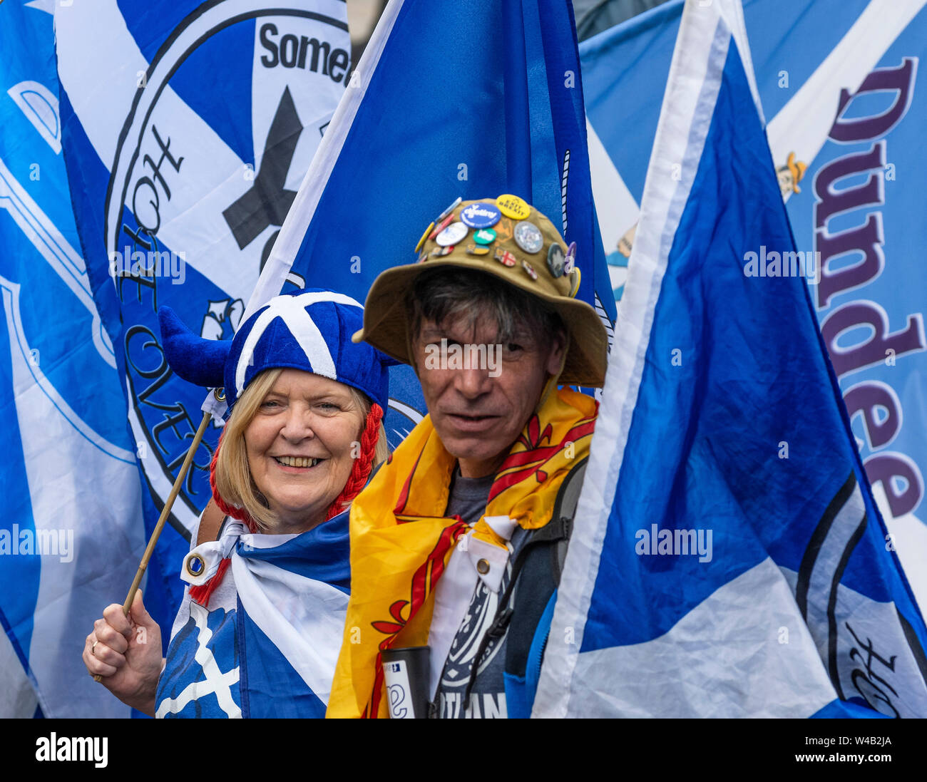 Galashiels, alle unter einem Banner Unabhängigkeit März - 2019 Stockfoto