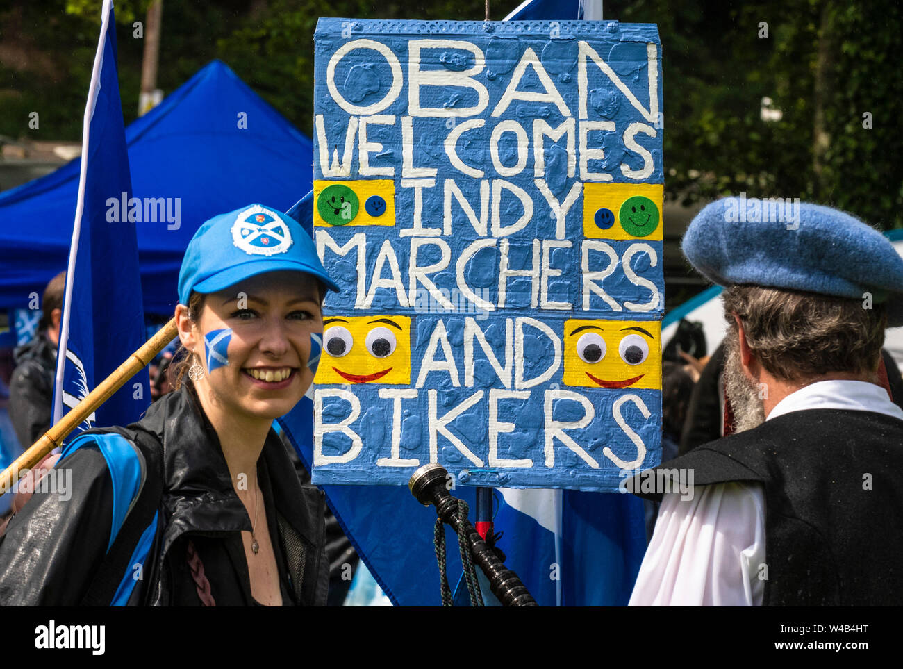 Oban, alle unter einem Banner Unabhängigkeit März - 2019 Stockfoto