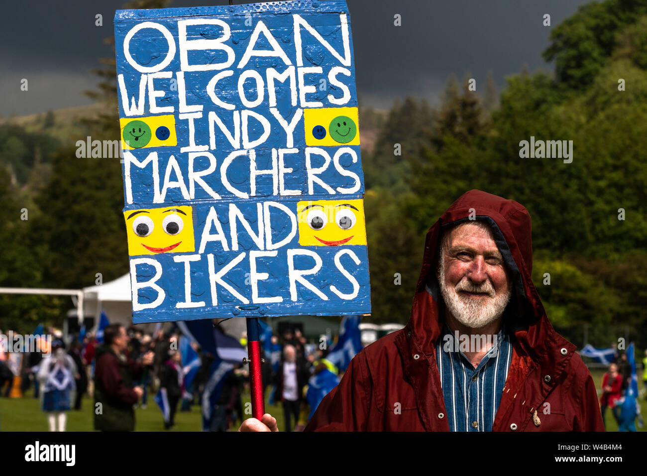 Oban, alle unter einem Banner Unabhängigkeit März - 2019 Stockfoto