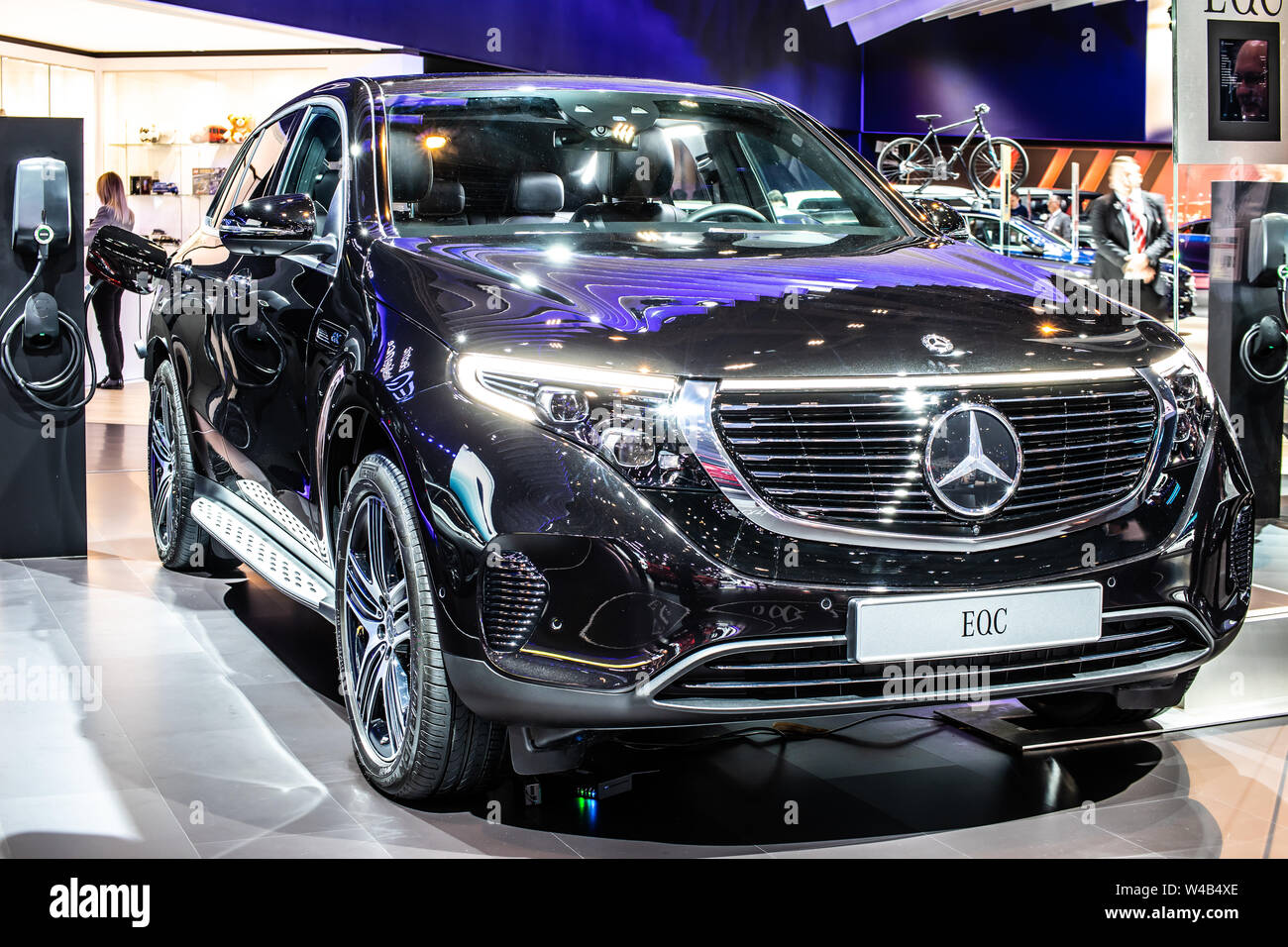 Brüssel, Belgien, Jan 2019 elektrische Mercedesz EQC 400 4Matic 300 kW SUV, EQ Marke, Brüsseler Motor Show, produziert von Mercedes Benz Stockfoto