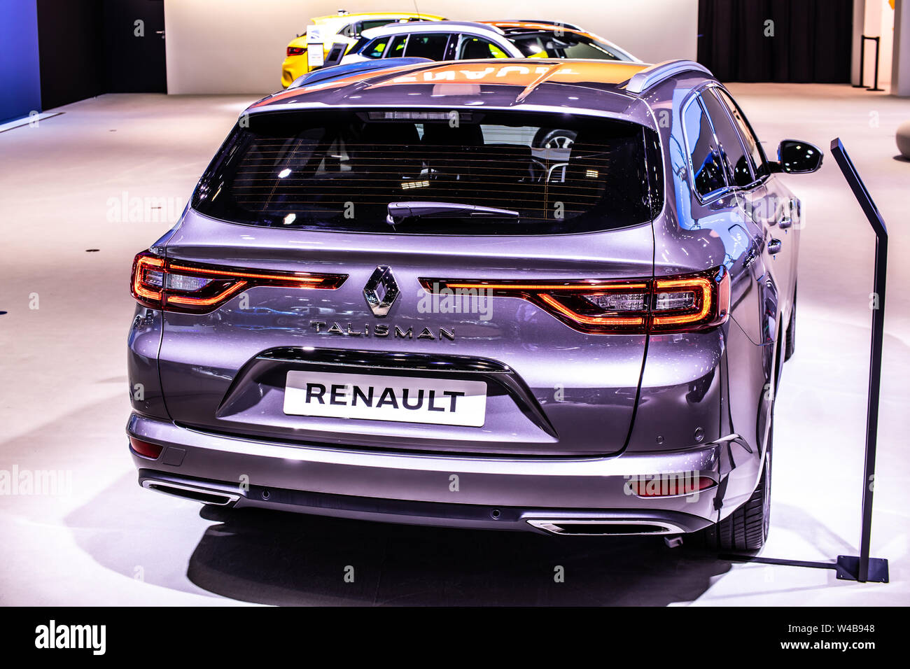 Brüssel, Belgien, 18. Januar, 2019: Metallic Silver Renault Talisman Grandtour zu Brüssel Motor Show, combi Kombi von Renault produziert Stockfoto