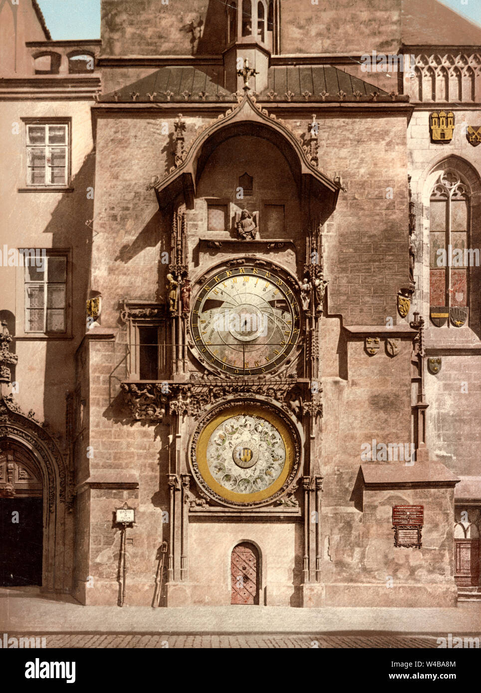 Astronomische Uhr in Prag, Tschechische Republik, ca. 1900 Stockfoto