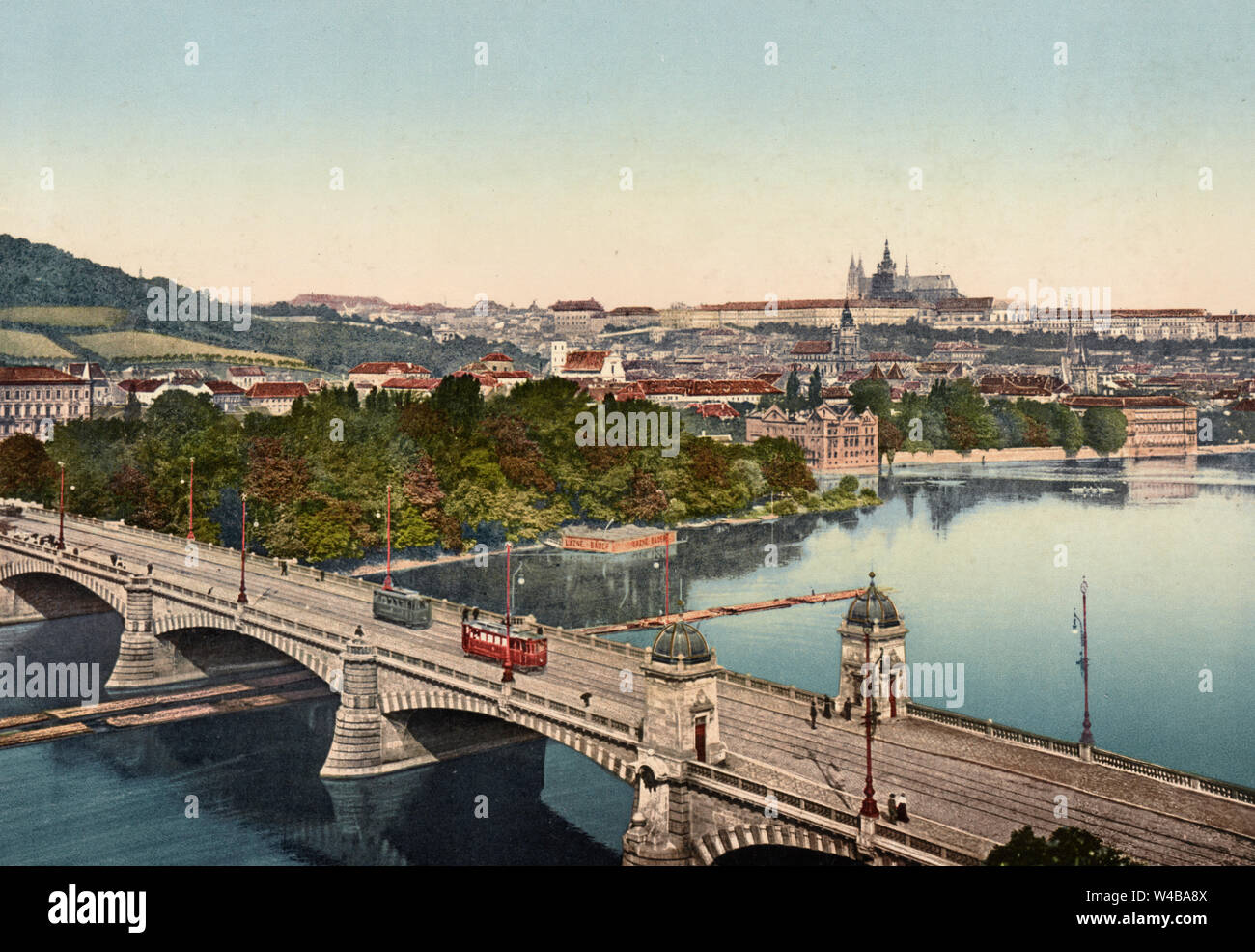 Österreich-ungarn. Böhmen. Prag. Kaiser Frank Bridge und Hradschin Schloss, ca. 1905 Stockfoto