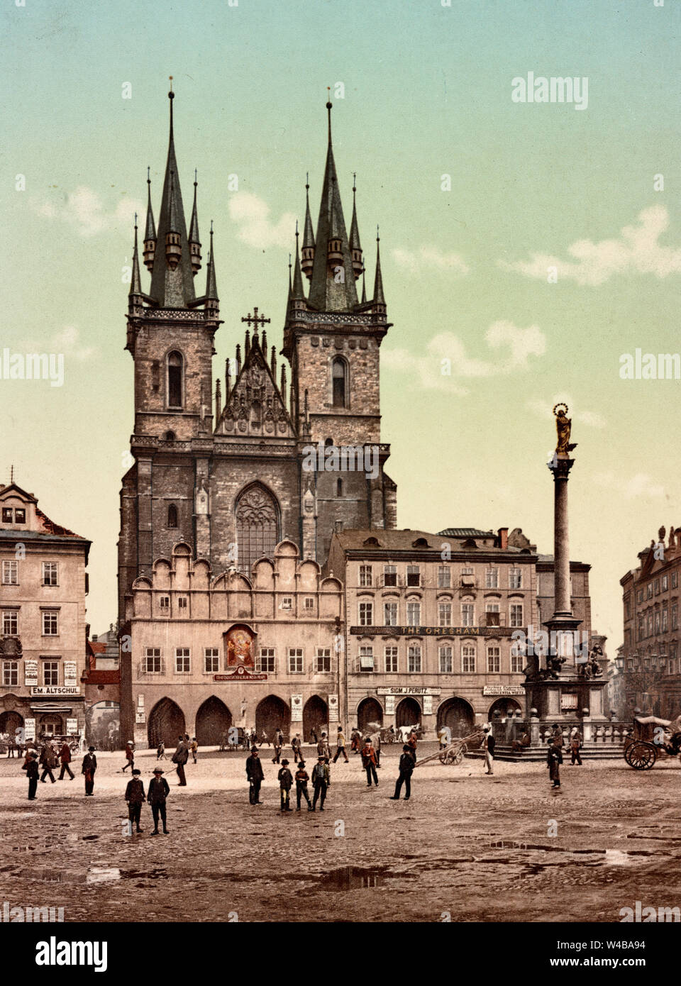 Österreich-ungarn. Böhmen. Prag. Teinkirche, nun als die Kirche der Mutter Gottes vor Tyn, ca. 1900 bekannt Stockfoto
