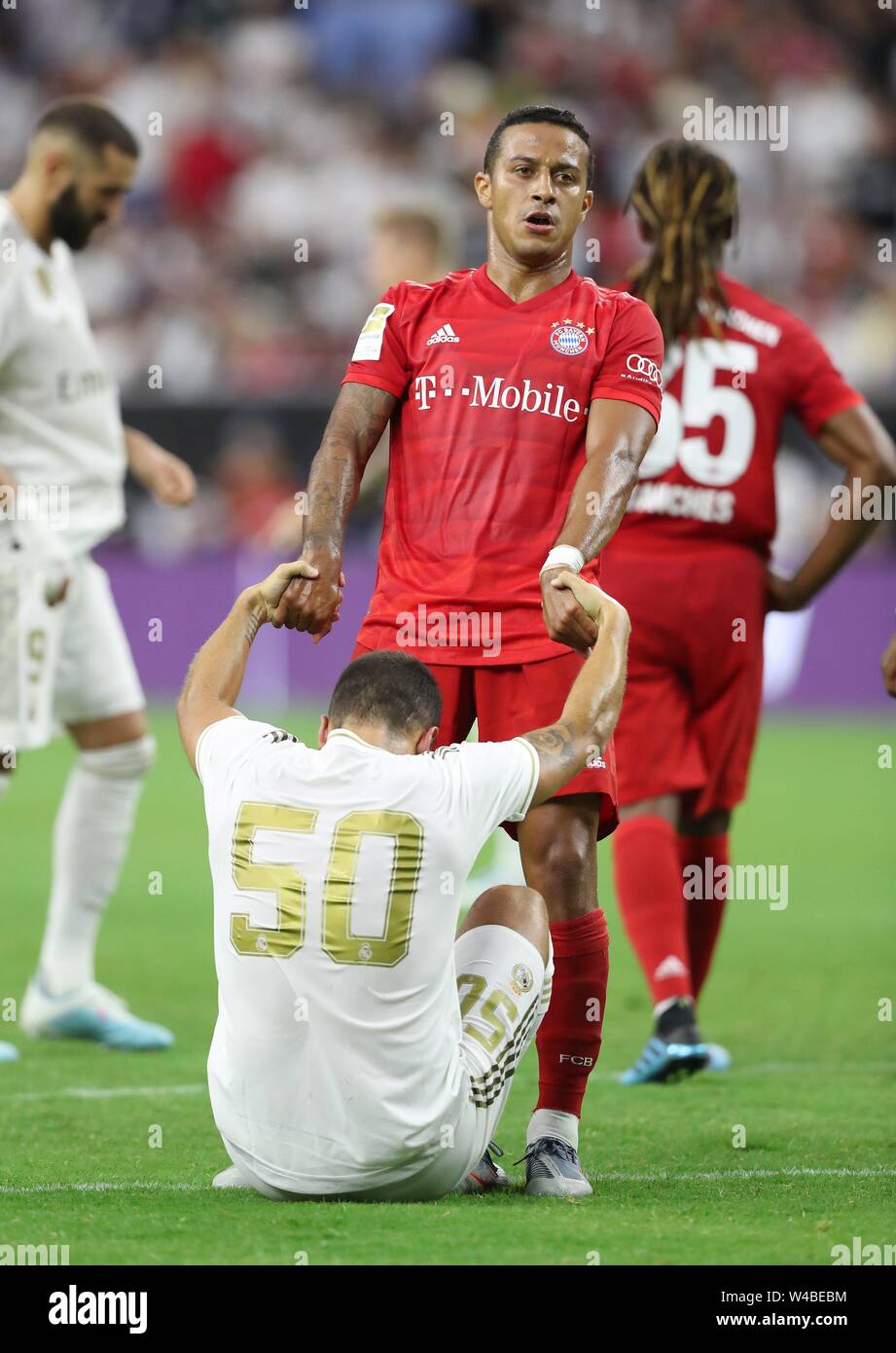 Houston, USA. 21. Juli 2019. firo: 20.07.2019 Fuvuball, Fußball: 1. Bundesliga, Saison 2019/2020 Real Madrid, Freundschaftsspiel, Test, Freundschaftsspiel, gegen FCB Bayern München München, Audi Sommer Tour USA, Internationale Champions Cup 1:3 FCB Thiago, Geste, Gestik, echten Eden Hazard, | Verwendung der weltweiten Kredit: dpa/Alamy leben Nachrichten Stockfoto