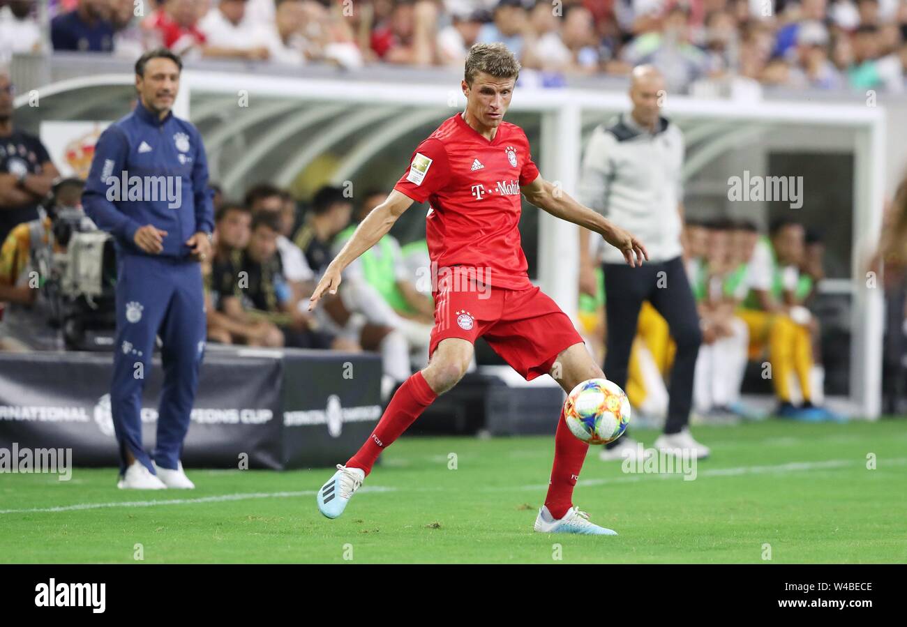 Houston, USA. 21. Juli 2019. firo: 20.07.2019 Fußball, Fußball: 1. Bundesliga, Saison 2019/2020 Real Madrid, Test, Test, Freundschaftsspiel, gegen den FC Bayern München München, Audi Sommer Tour USA, Internationale Champions Cup 1:3 FCB Thomas Muller, Mueller, Single Action | Verwendung der weltweiten Kredit: dpa/Alamy leben Nachrichten Stockfoto