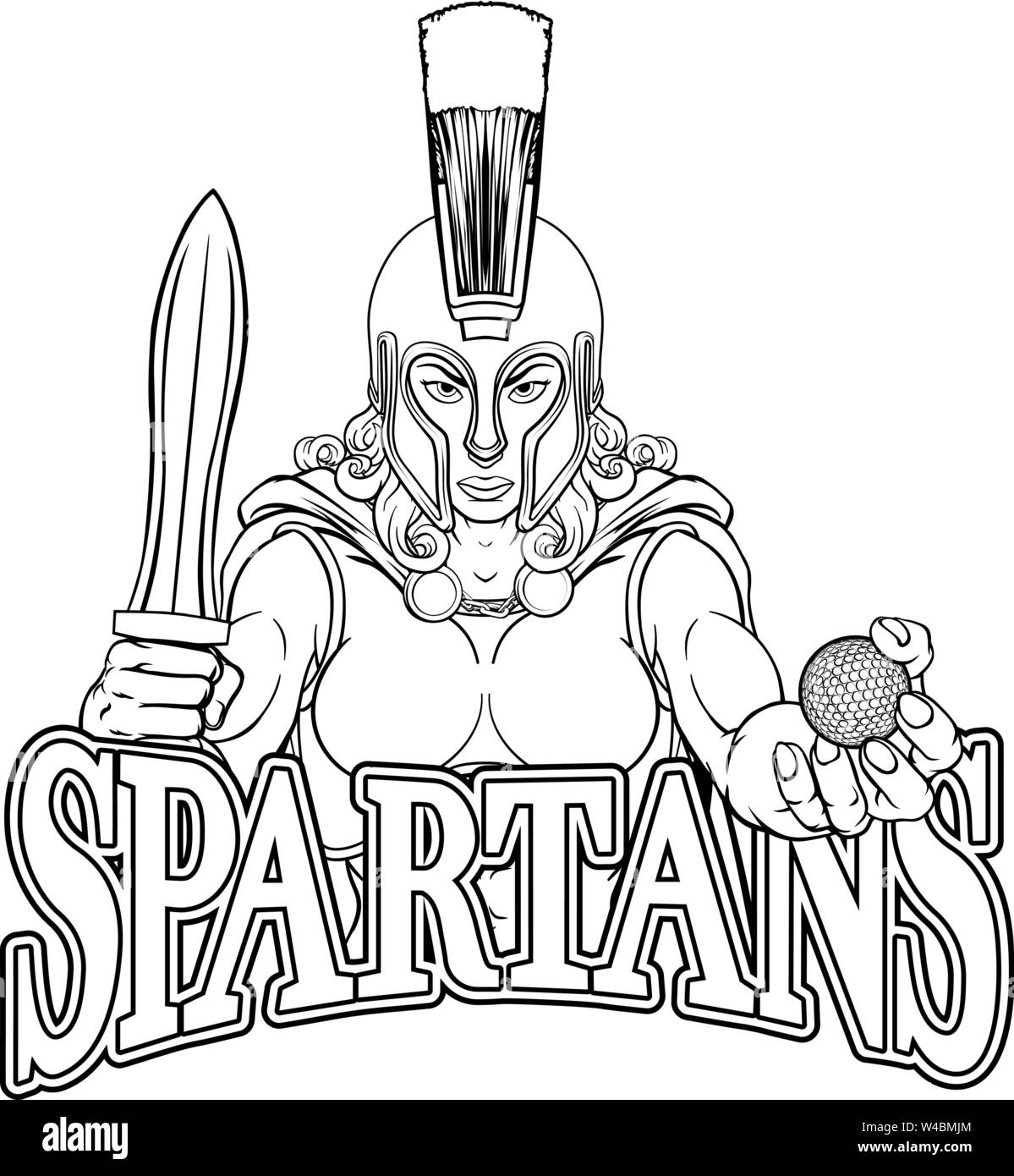 Spartan Trojan Gladiator Golf Kriegerin Stock Vektor