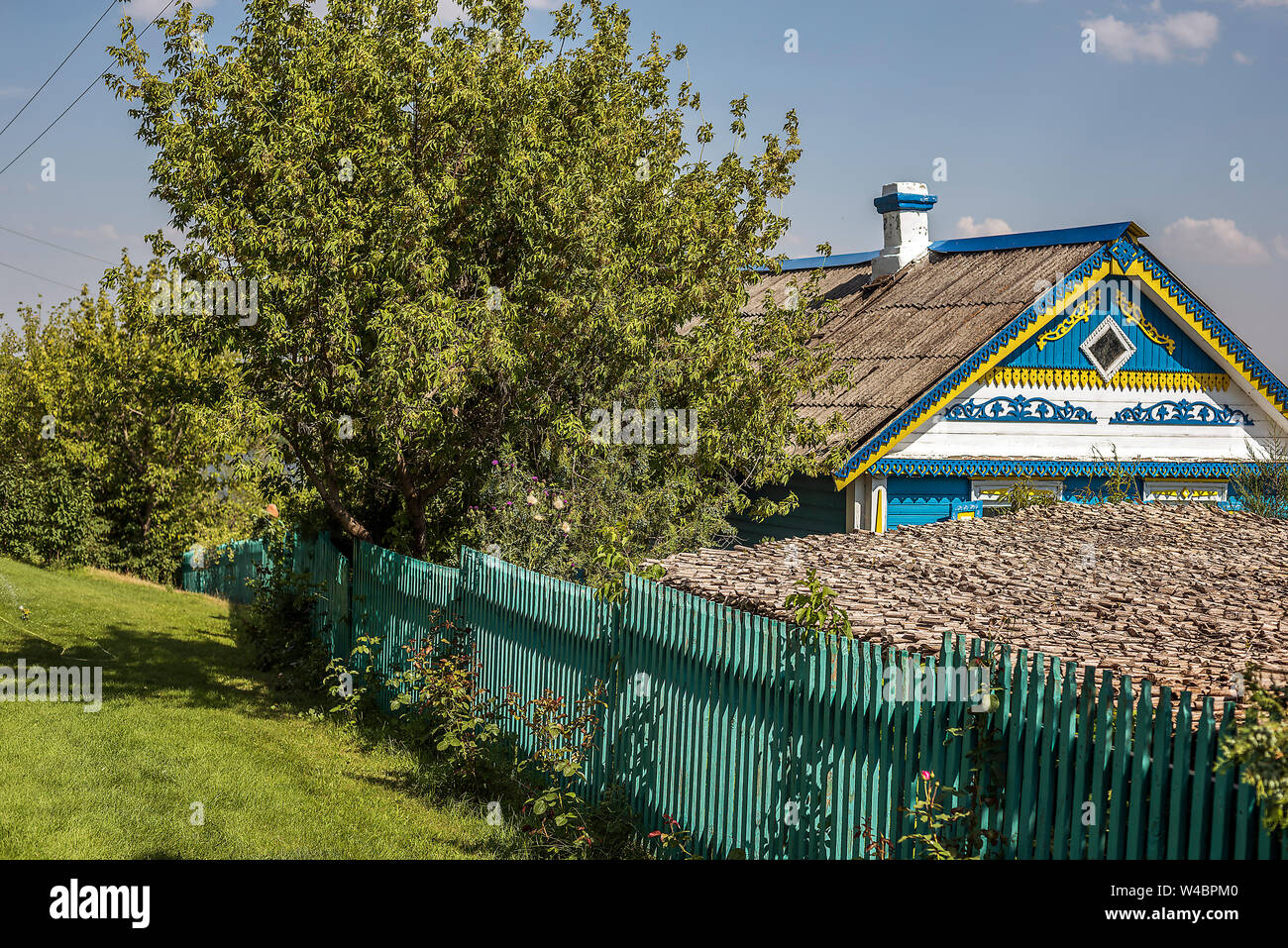 Blick auf eine der Kosak Höfe, die in der Farm Starozolotovsky. Stockfoto
