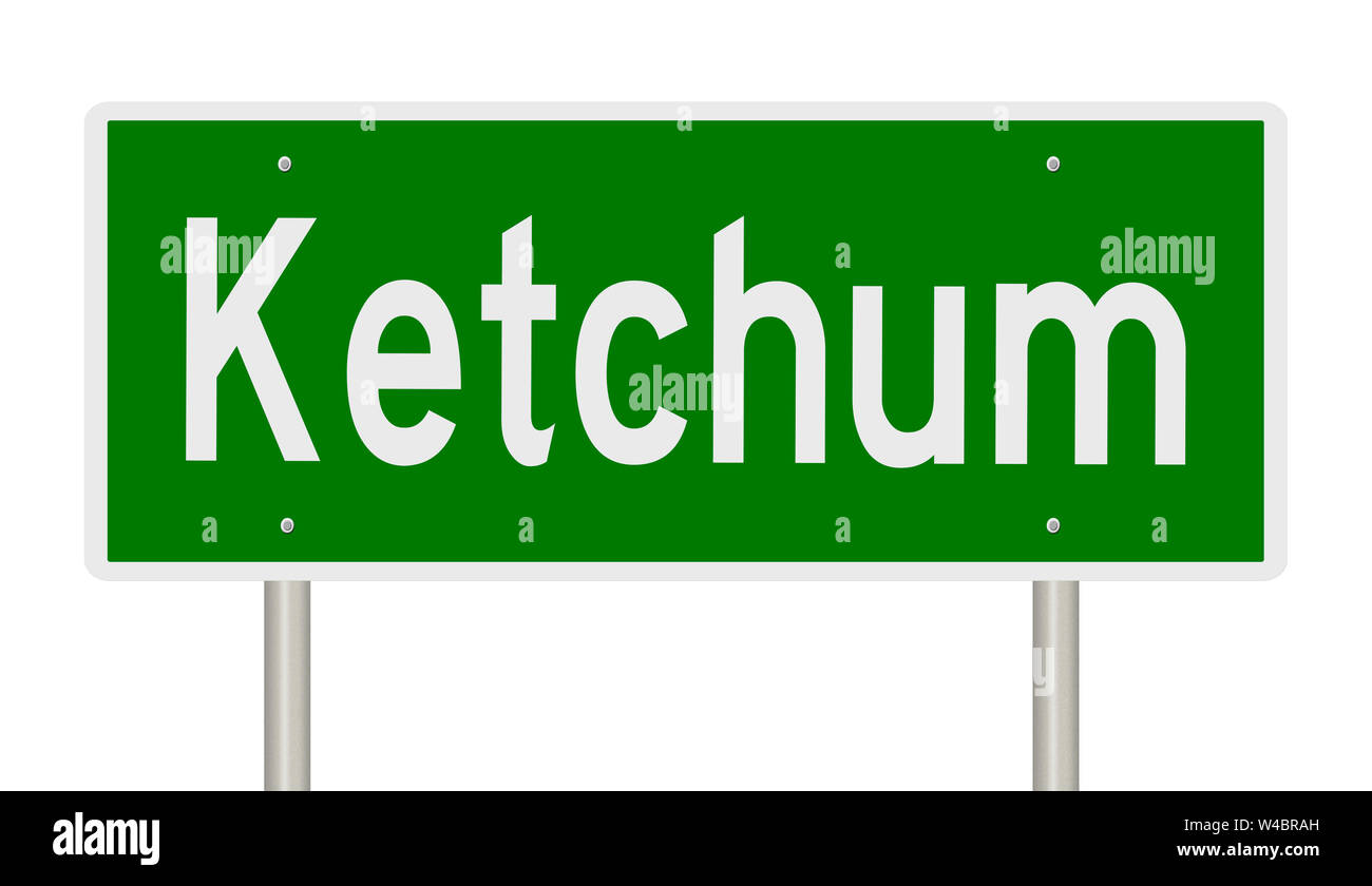 Ein Rendering eines grünen Hinweisschild für Ketchum Idaho Stockfoto