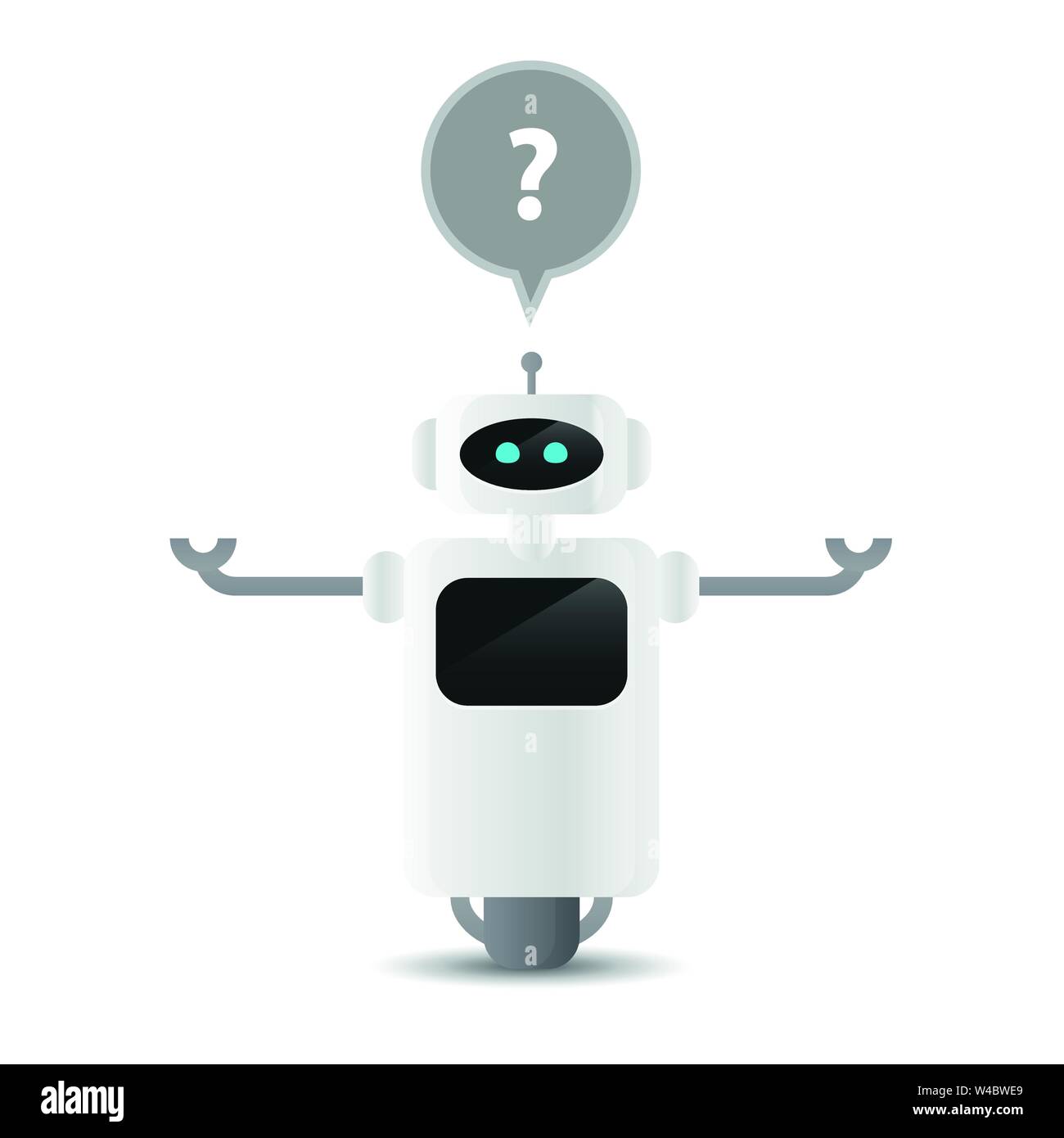 Niedliche Roboter Charakter hat eine Frage Vektor EPS Abbildung 10 Stock Vektor