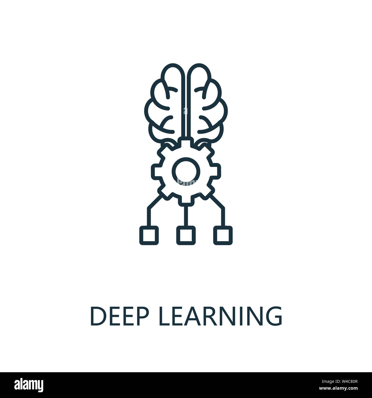 Deep Learning-Symbol mit dünnen Linien. Kreative einfache Design aus Künstliche Intelligenz Icons Sammlung. Skizzieren Sie Deep Learning Symbol für Web-Design und Stockfoto