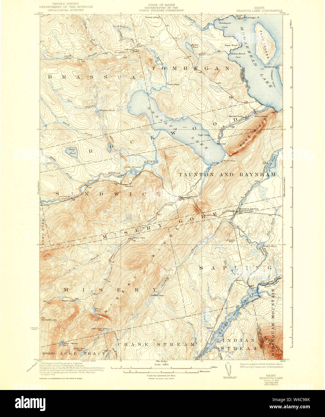 Maine USGS Historische Karte Brassua See 460238 1923 62.500 Wiederherstellung Stockfoto