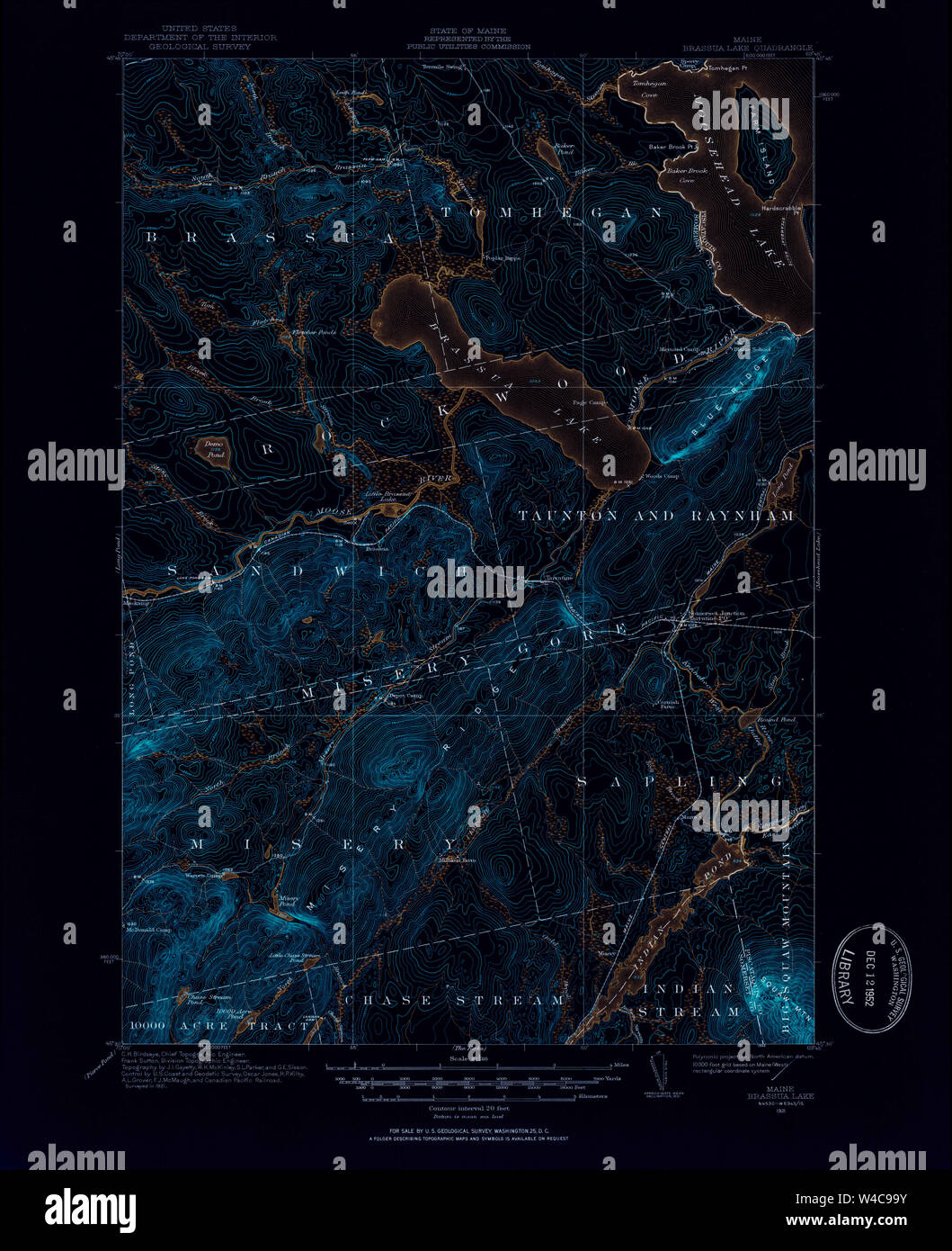 Maine USGS Historische Karte Brassua See 460240 1921 62.500 Inversion Wiederherstellung Stockfoto