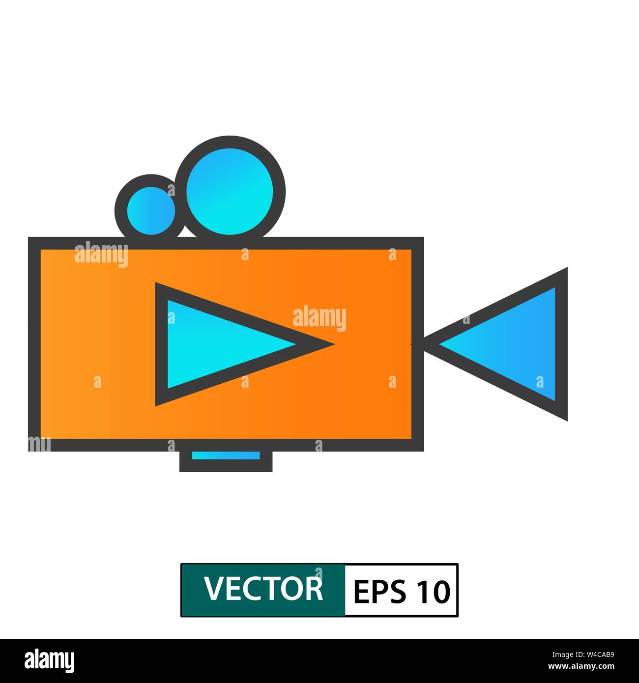 Symbol Videokamera Vektor. Farbe Stil. Auf weissem Hintergrund. Vector Illustration EPS 10. Stock Vektor