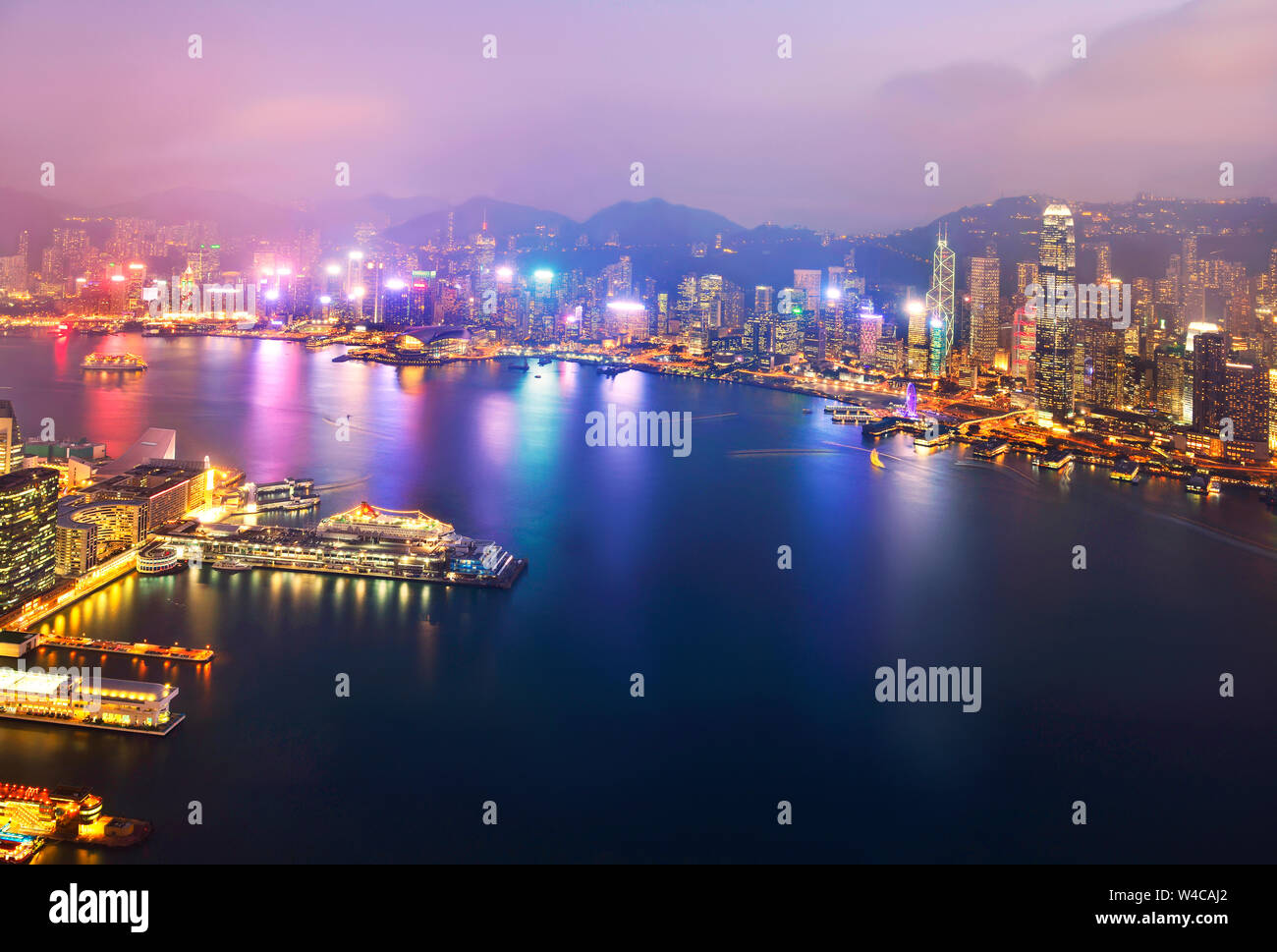 Hong Kong Stadtbild bei Nacht Stockfoto
