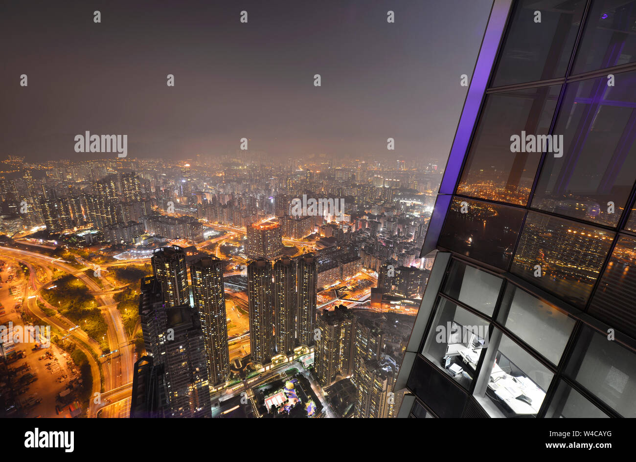 Hong Kong Stadtbild bei Nacht Stockfoto