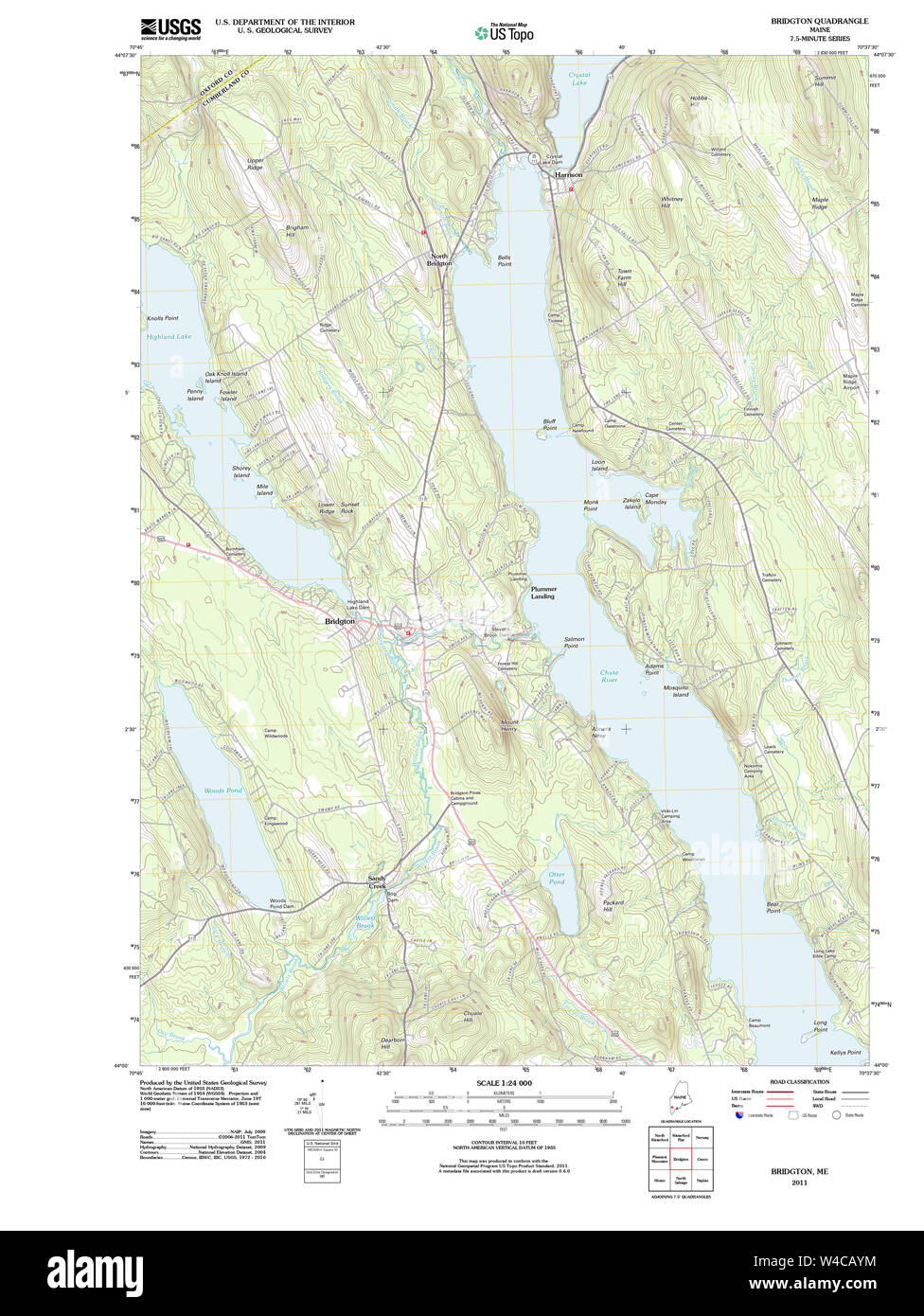 Maine USGS Historische Karte Bridgton 20110919 TM Wiederherstellung Stockfoto