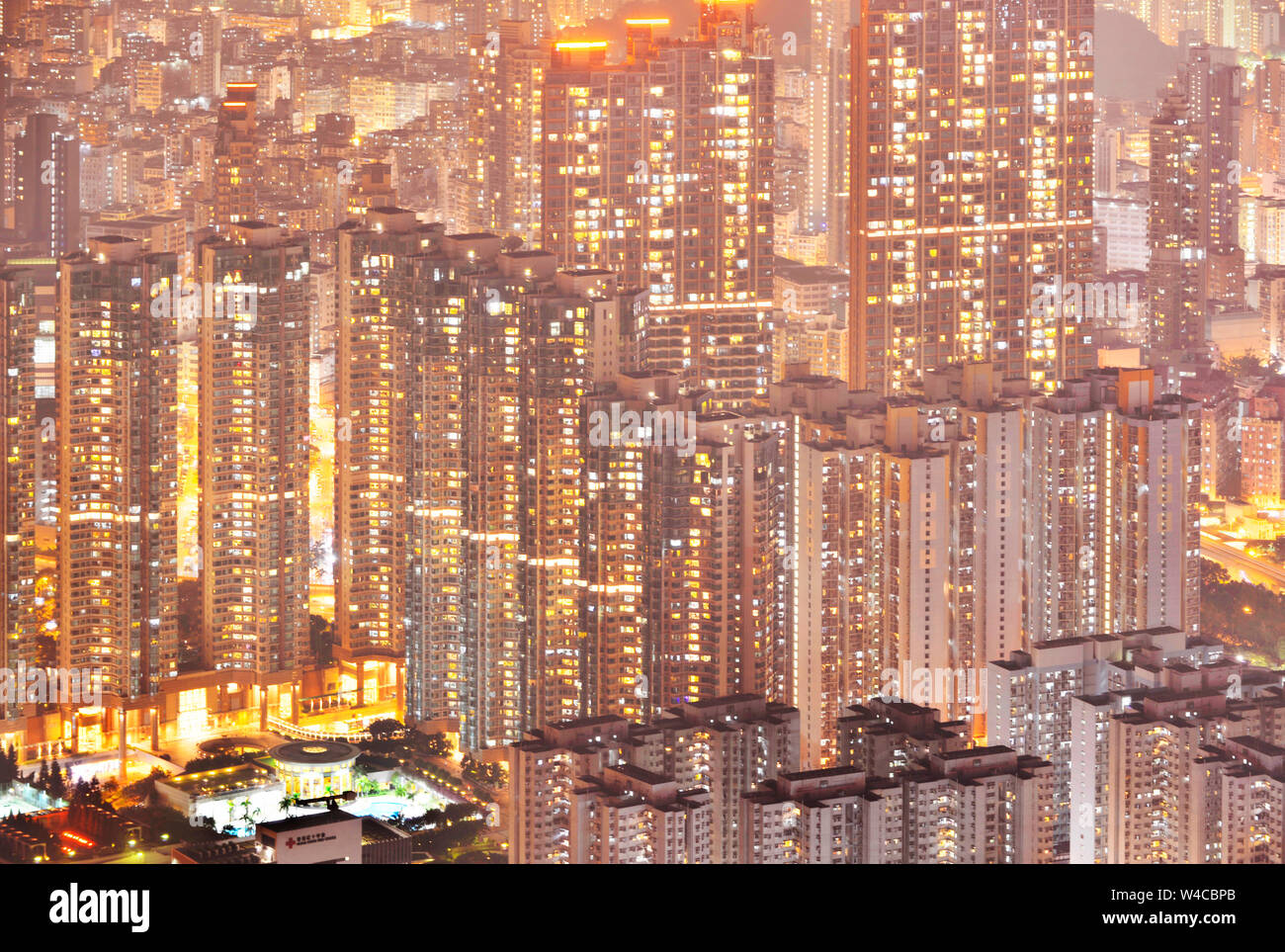 Hong Kong Stadtbild bei Nacht Stockfoto