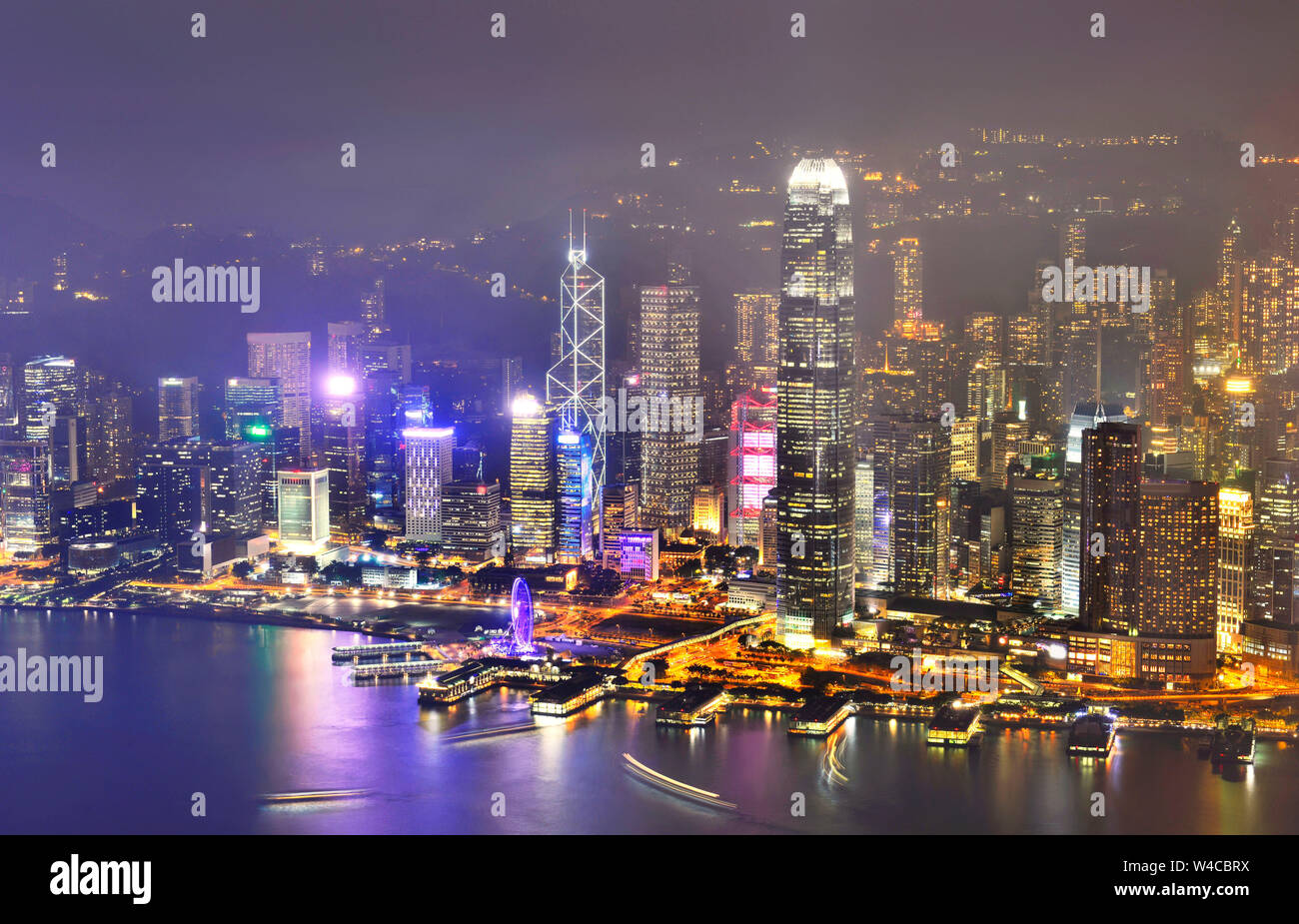 Hong Kong Stadtbild bei Nacht Stockfoto